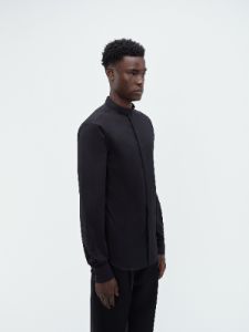MANDARIN POPLIN SHIRT-BLACK sold by AMIRI