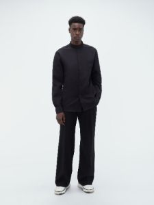 MANDARIN POPLIN SHIRT-BLACK sold by AMIRI