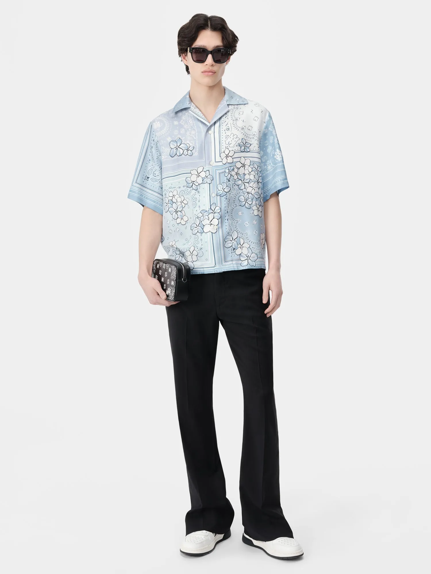BANDANA FLORAL BOWLING SHIRT - Cerulean sold by AMIRI