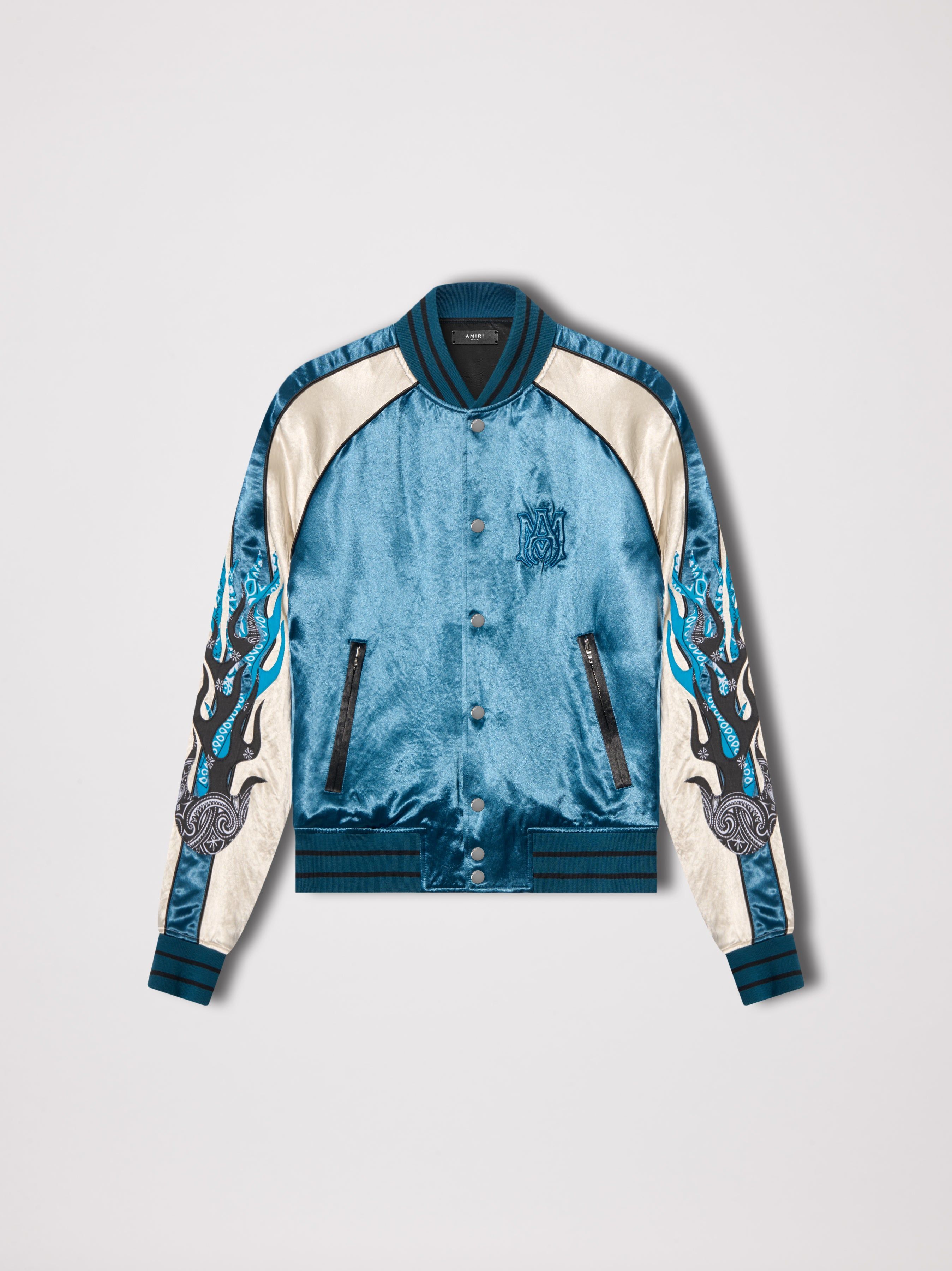 AMIRI SOUVENIR SATIN FLAMES JACKET SMALL