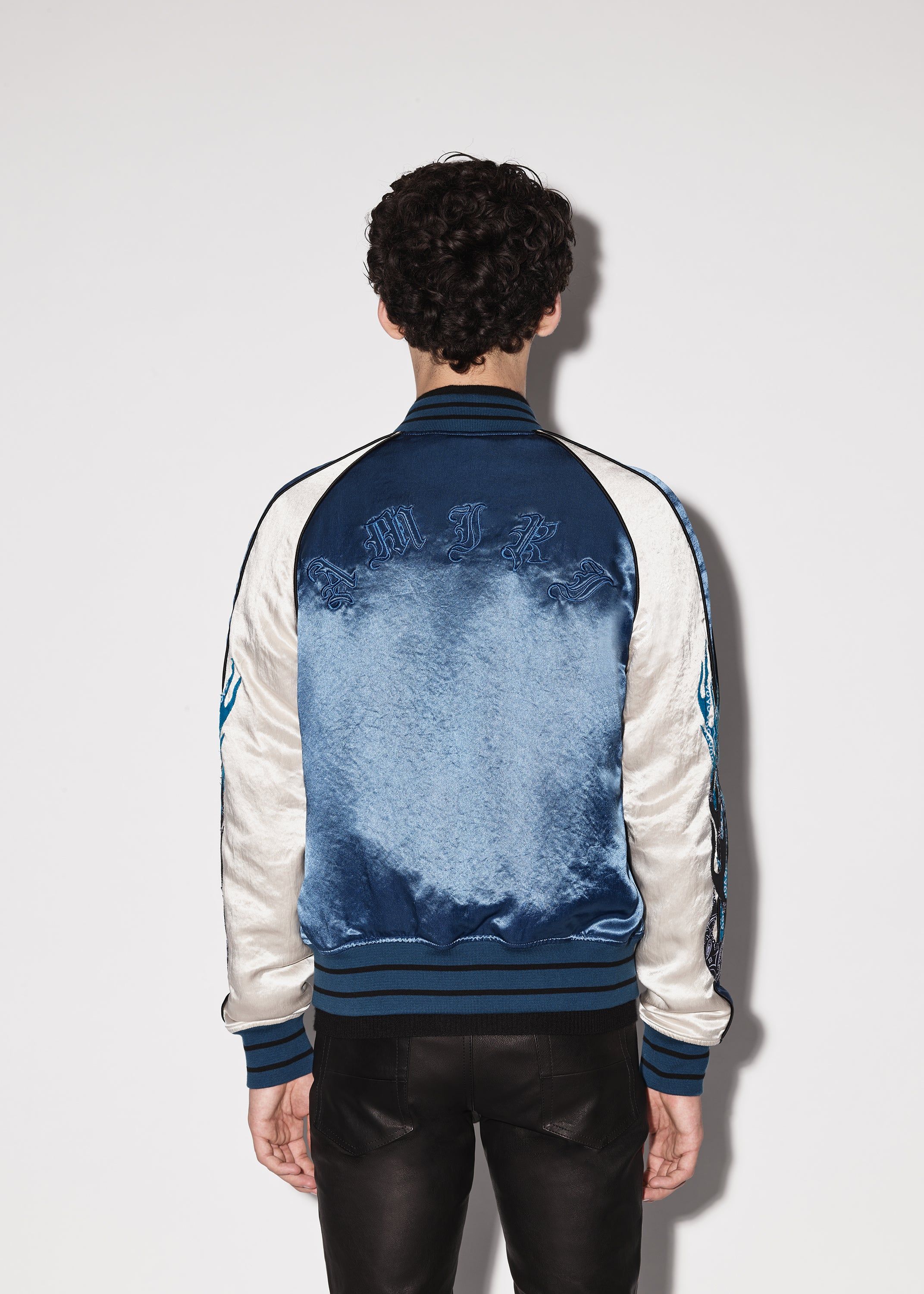 SATIN FLAMES SOUVENIR JACKET - BLUE sold by AMIRI product image thumbnail 5