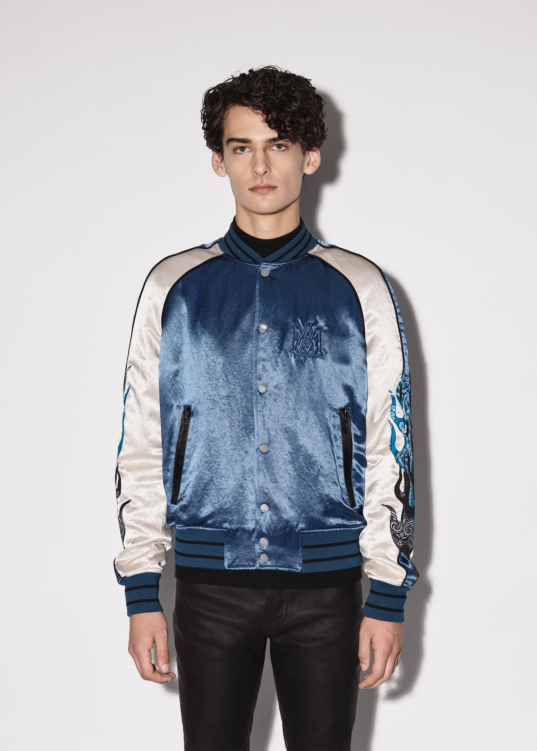 SATIN FLAMES SOUVENIR JACKET - BLUE sold by AMIRI product image thumbnail 2