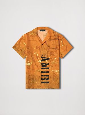 ARMY STENCIL CAMP SHIRT - ORANGE sold by AMIRI