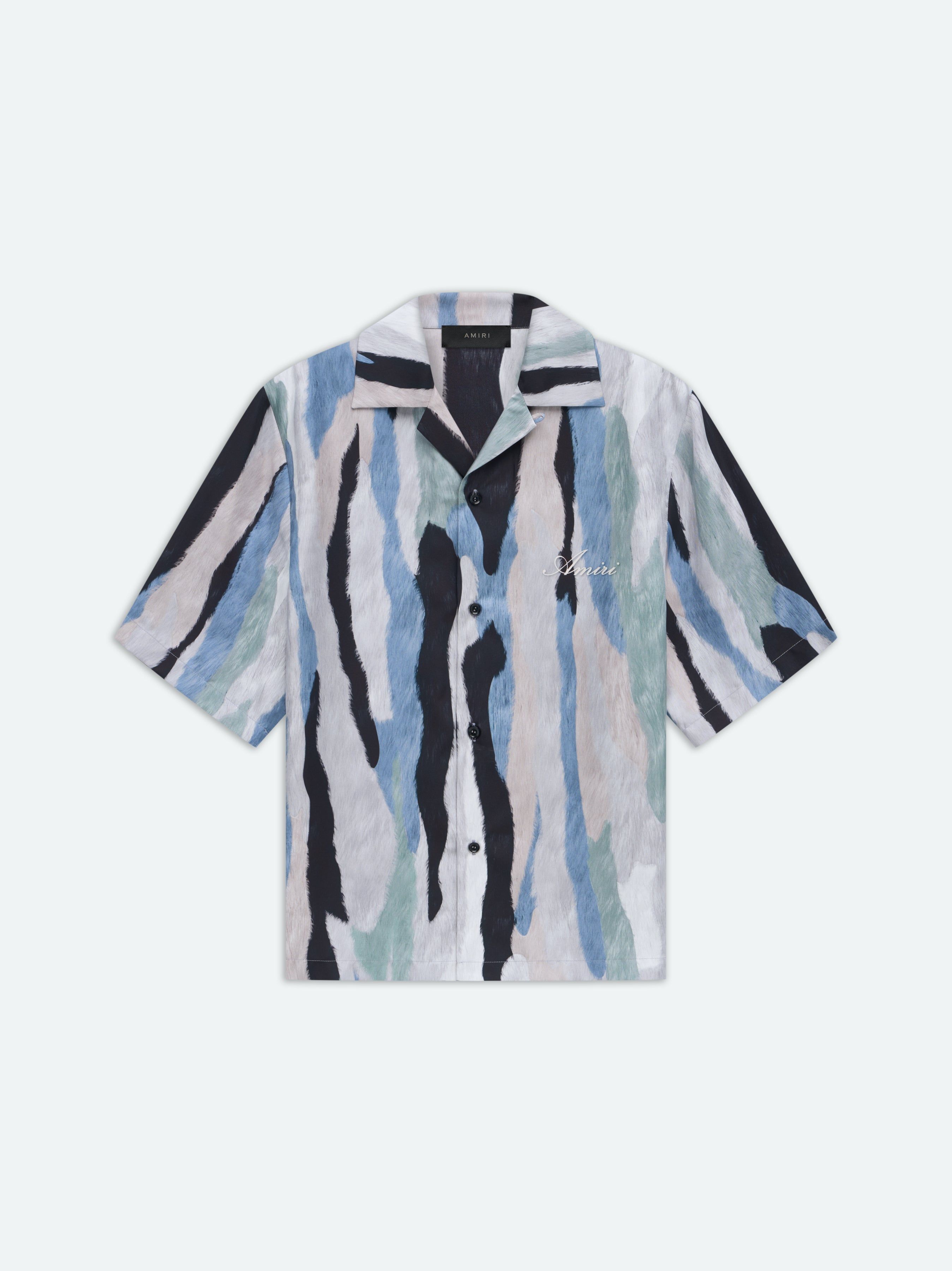 STREAK FUR SHORT SLEEVE SHIRT - BLUE MULTI sold by AMIRI