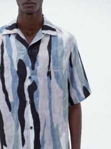 STREAK FUR SHORT SLEEVE SHIRT - BLUE MULTI sold by AMIRI