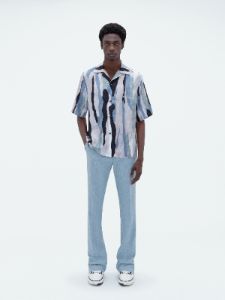 STREAK FUR SHORT SLEEVE SHIRT - BLUE MULTI sold by AMIRI