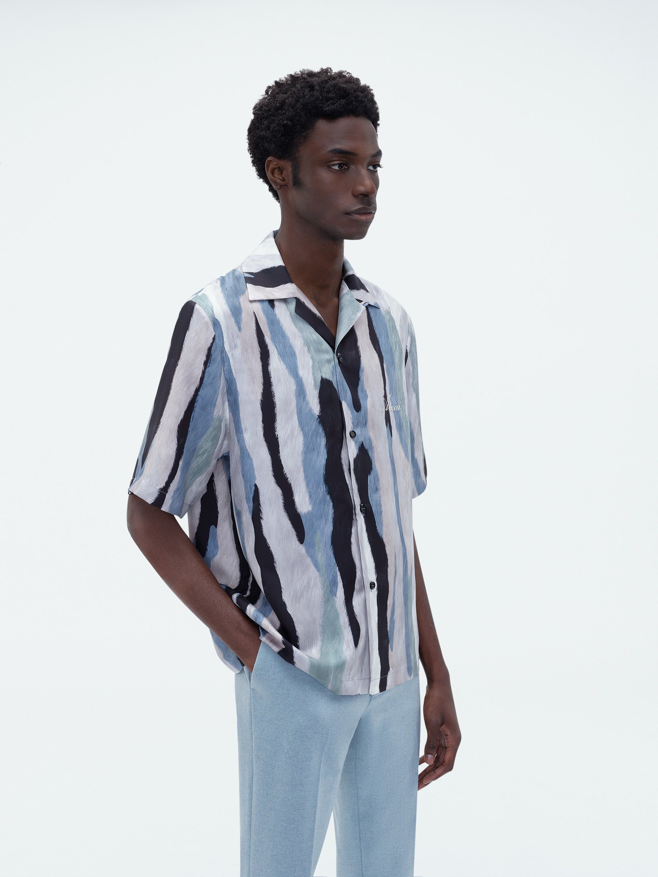 STREAK FUR SHORT SLEEVE SHIRT - BLUE MULTI sold by AMIRI product image thumbnail 3