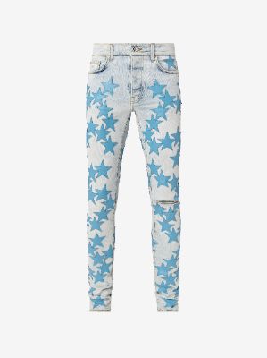 CHEMIST LEATHER STARS JEAN - VINTAGE SKY INDIGO / CAROLINA BLUE sold by AMIRI