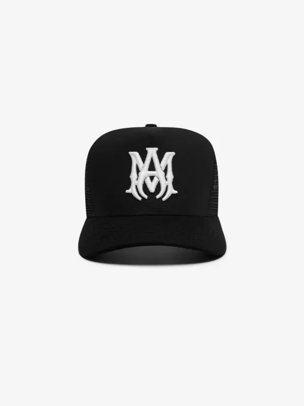 M.A. TRUCKER HAT - Black / White sold by AMIRI