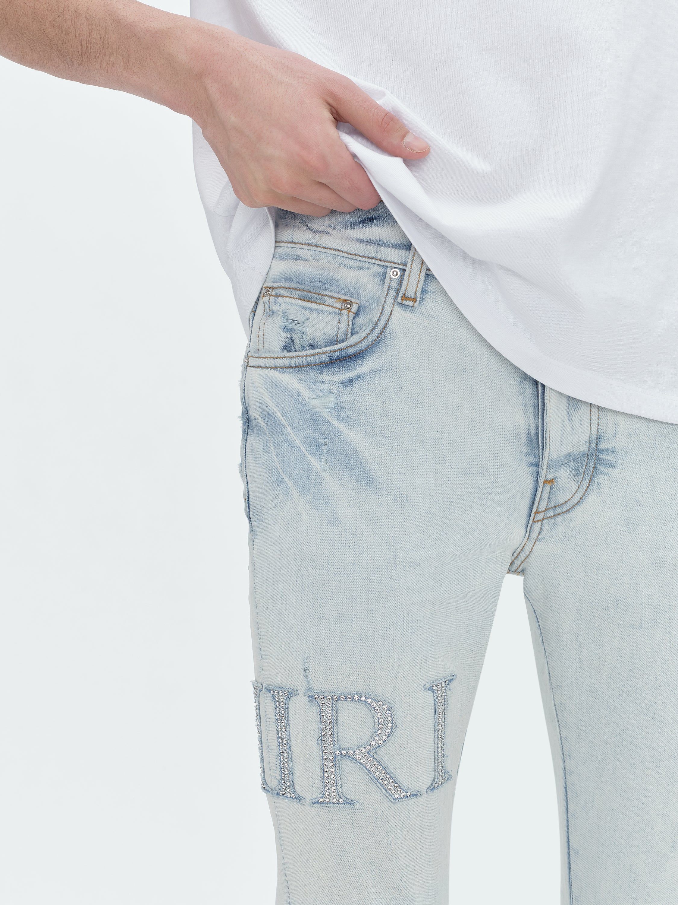 CRYSTAL EMBELLISHED LOGO JEAN - BLEACHED INDIGO sold by AMIRI product image thumbnail 6