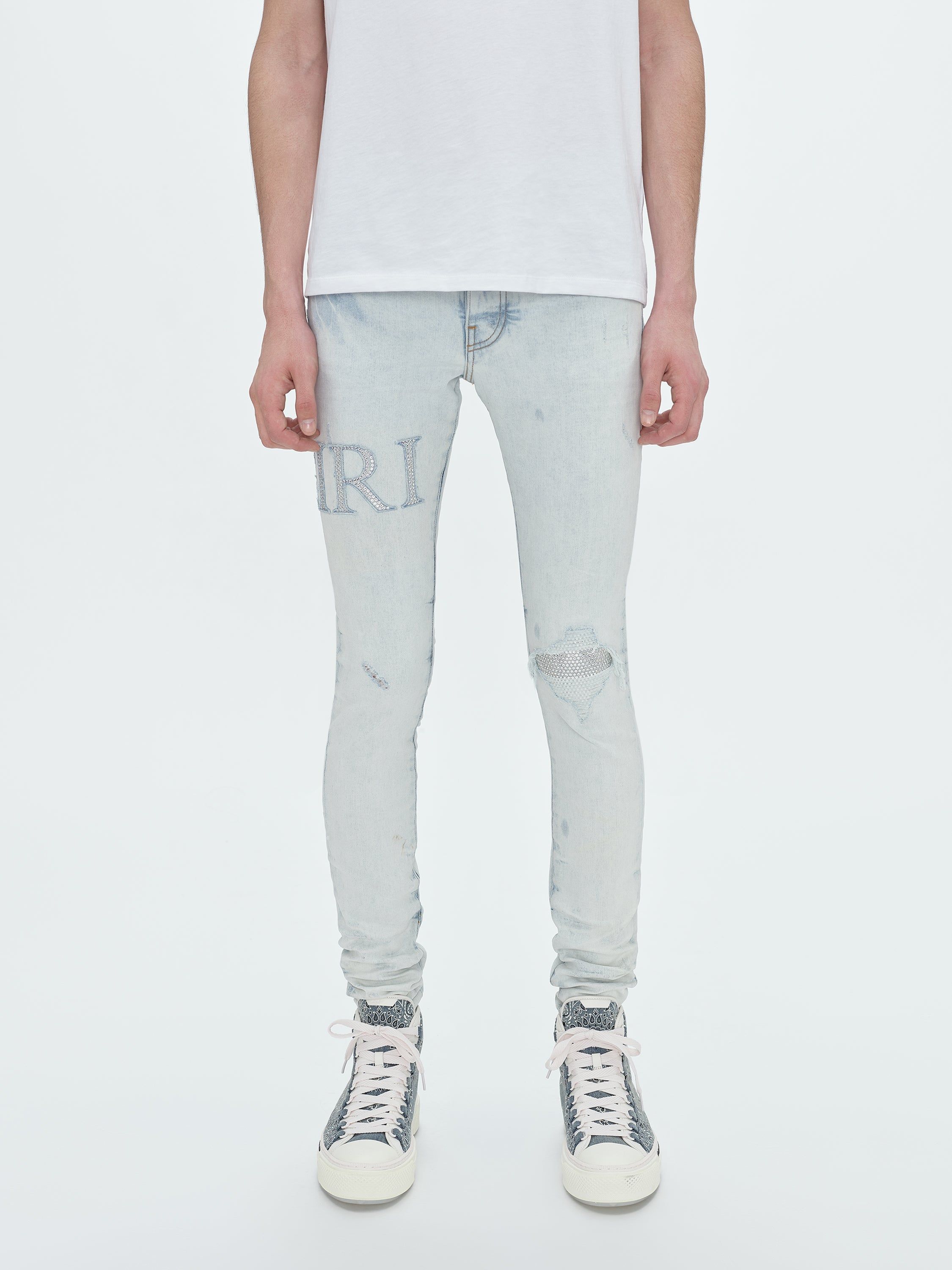 CRYSTAL EMBELLISHED LOGO JEAN - BLEACHED INDIGO sold by AMIRI product image thumbnail 3