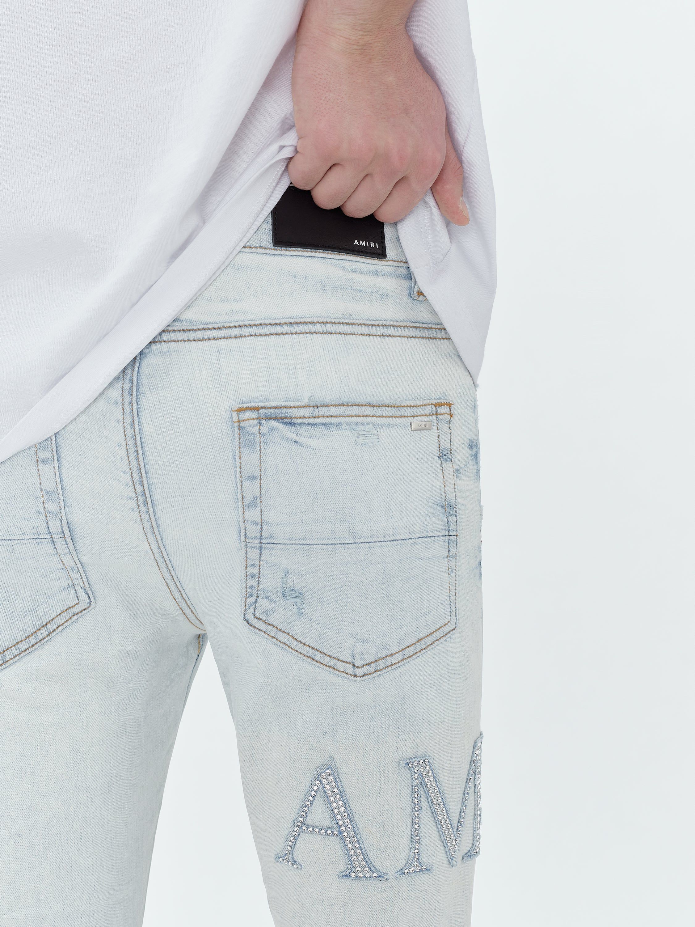 CRYSTAL EMBELLISHED LOGO JEAN - BLEACHED INDIGO sold by AMIRI product image thumbnail 7
