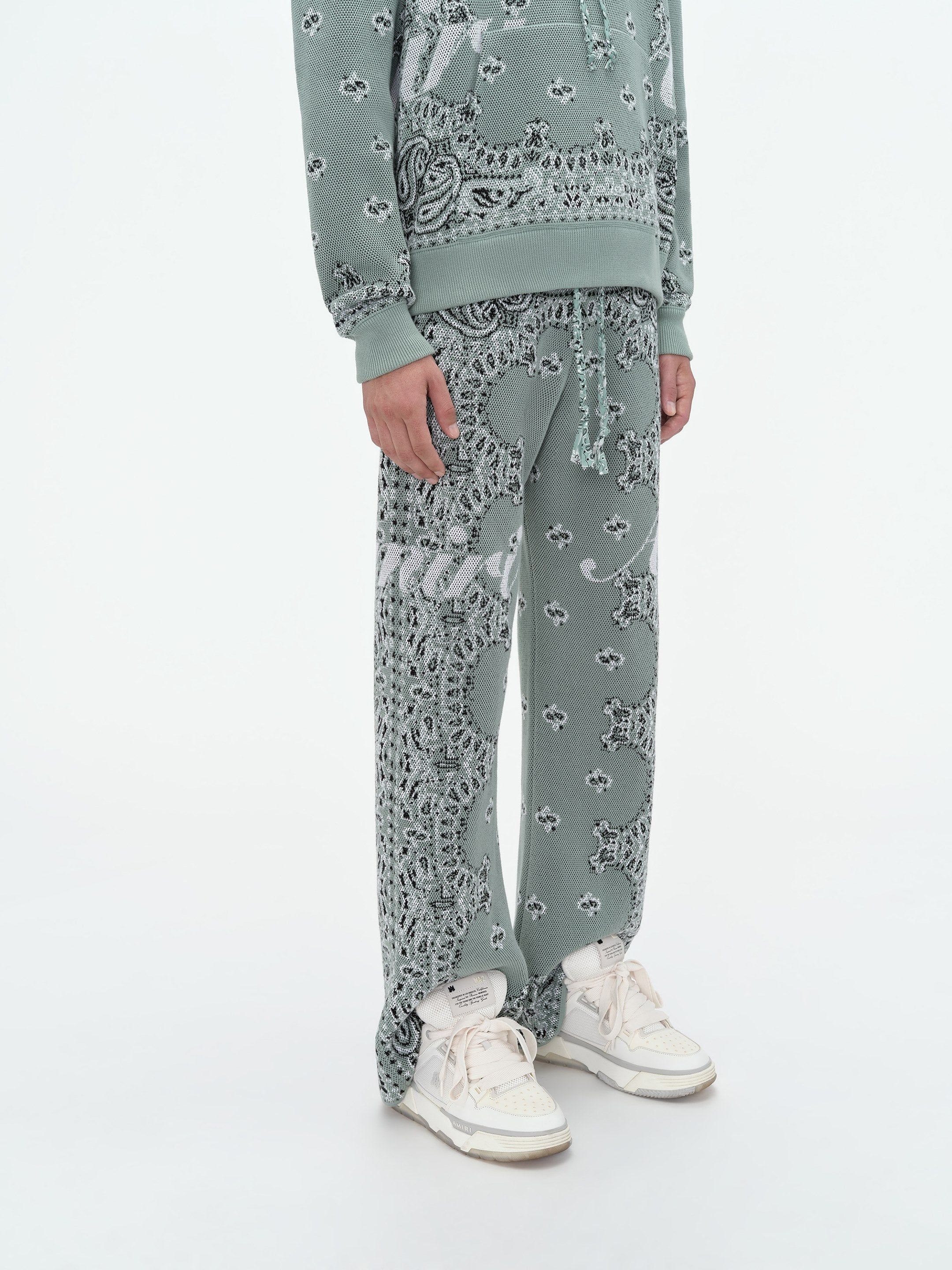 BANDANA KNIT KICK FLARE PANT - MINT sold by AMIRI