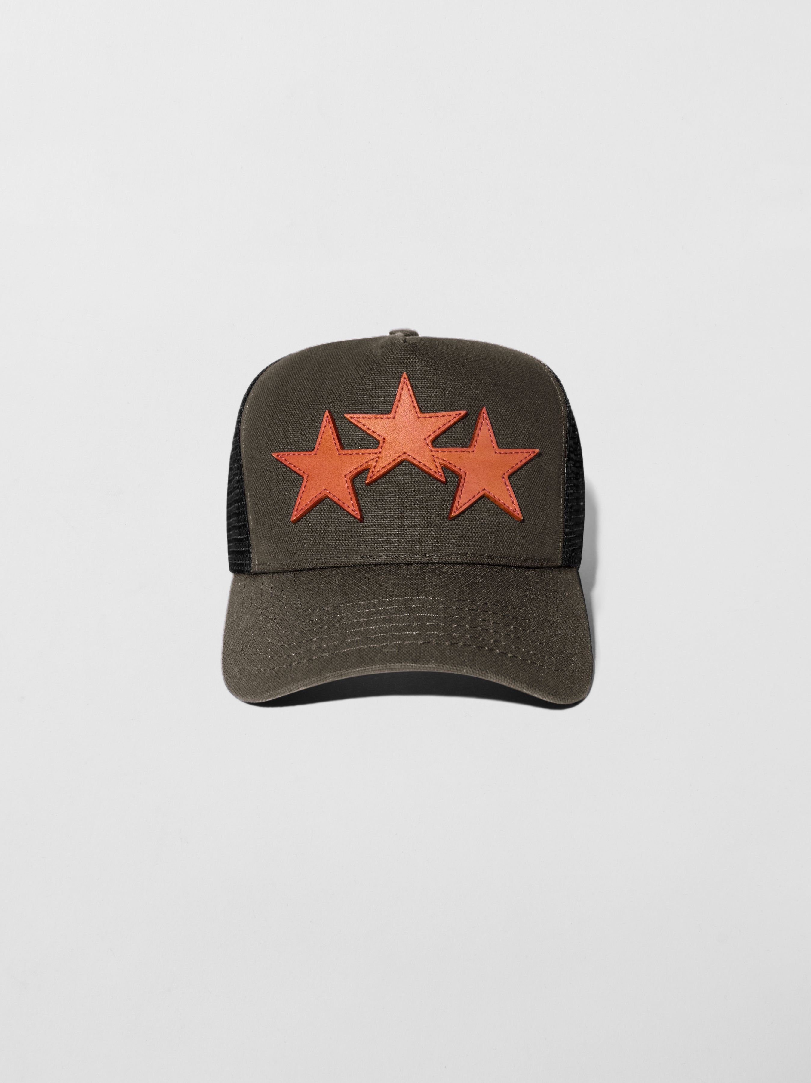 THREE STAR TRUCKER HAT - MILITARY GREEN sold by AMIRI