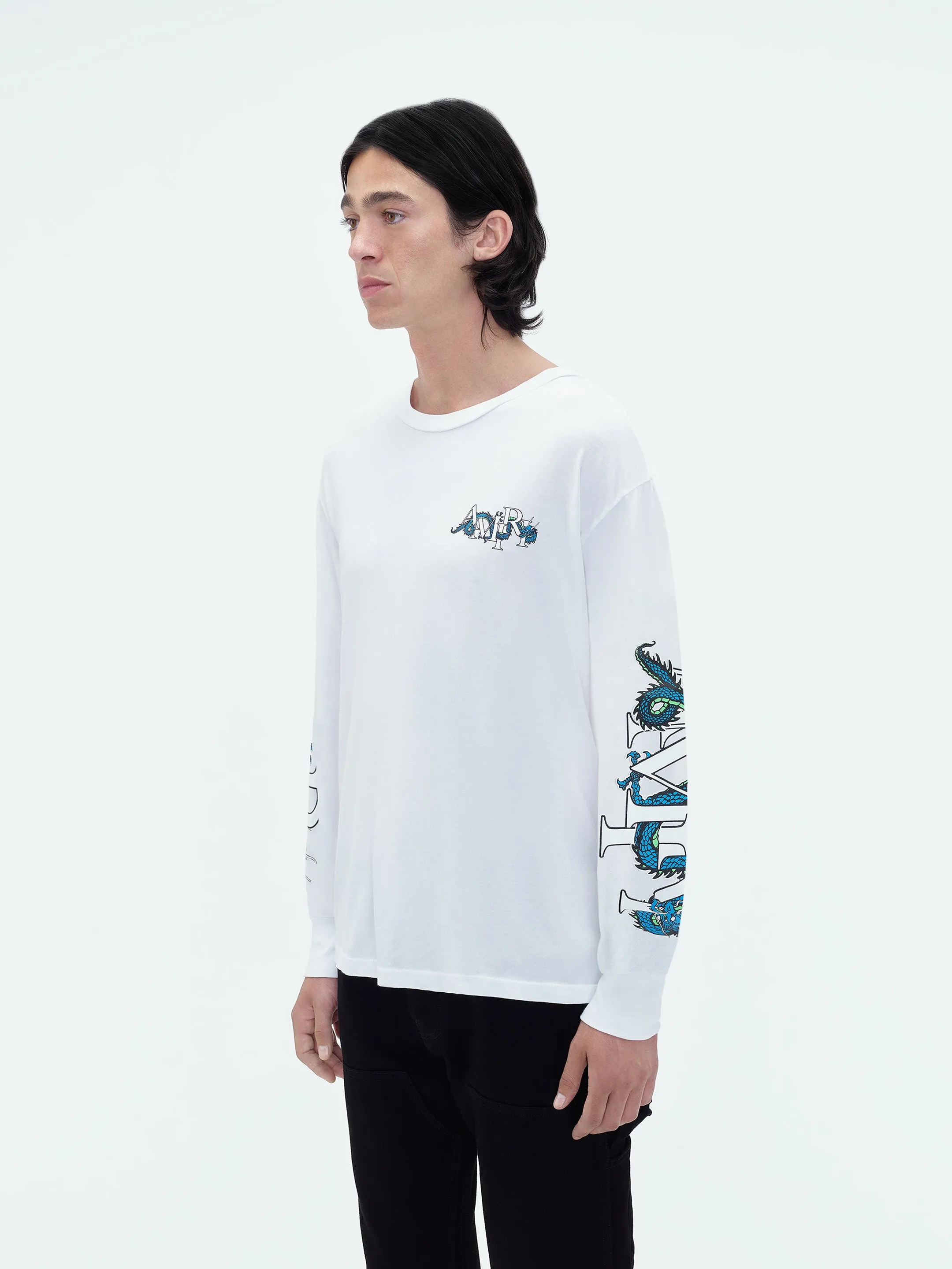 LUNAR NEW YEAR DRAGON LONG SLEEVE TEE - White sold by AMIRI product image thumbnail 5
