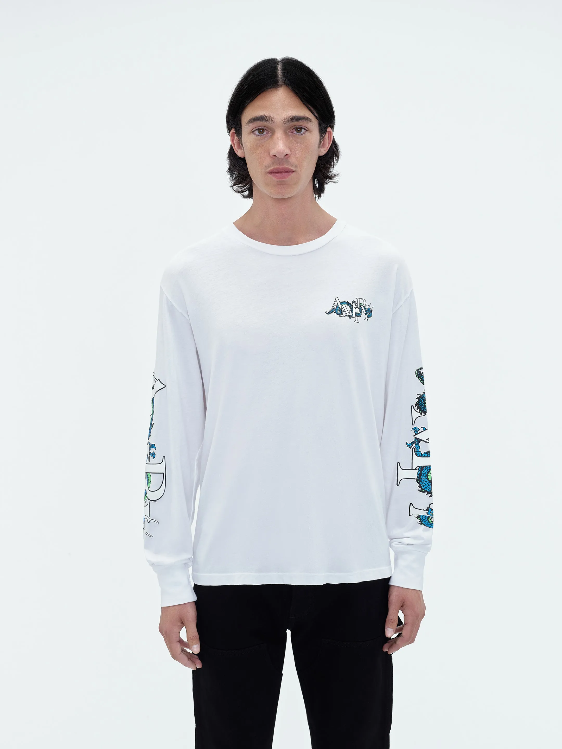 LUNAR NEW YEAR DRAGON LONG SLEEVE TEE - White sold by AMIRI product image thumbnail 3