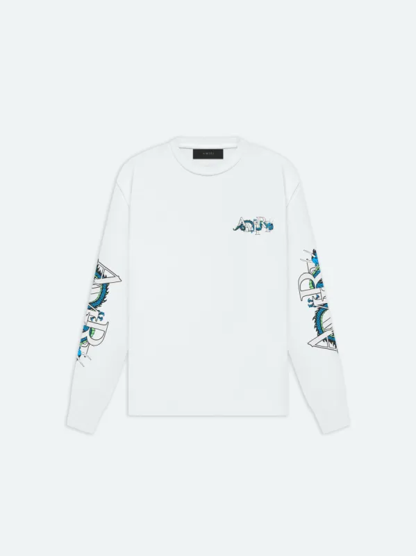 LUNAR NEW YEAR DRAGON LONG SLEEVE TEE - White sold by AMIRI