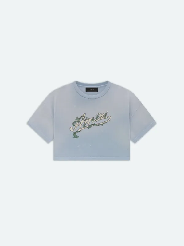 WOMEN - AMIRI FILIGREE CROPPED BOXY TEE - Ashley Blue sold by AMIRI