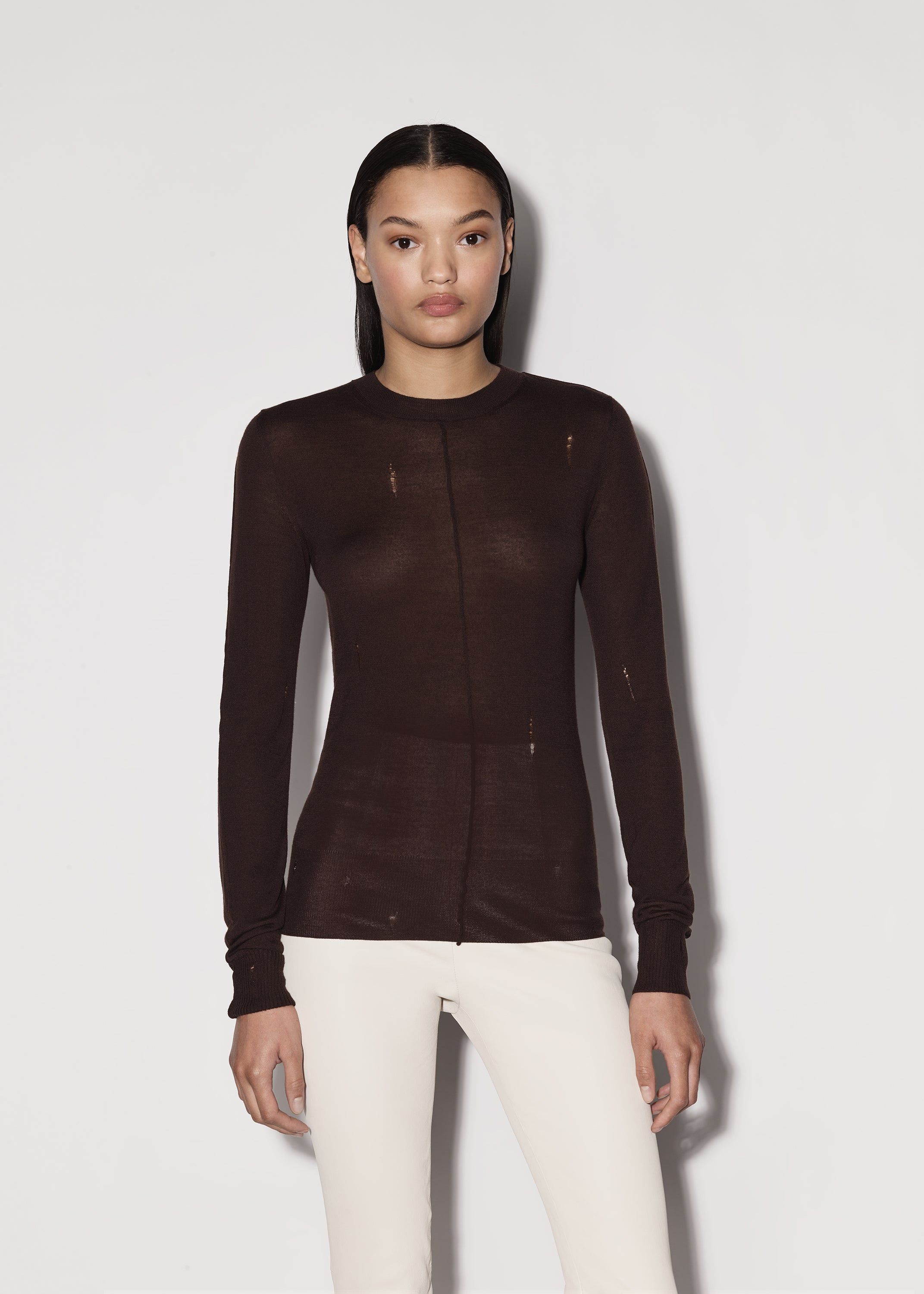 WOMEN - SLIM CREWNECK - BROWN sold by AMIRI product image thumbnail 3