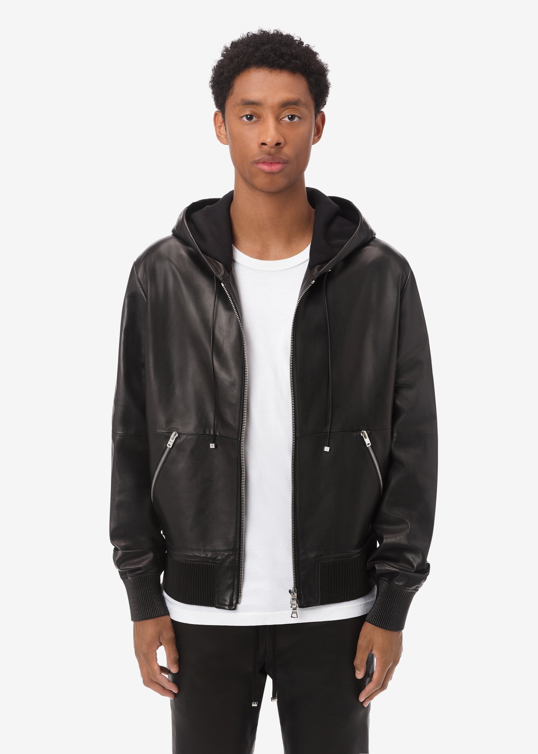 LEATHER ZIP HOODIE - BLACK sold by AMIRI product image thumbnail 3