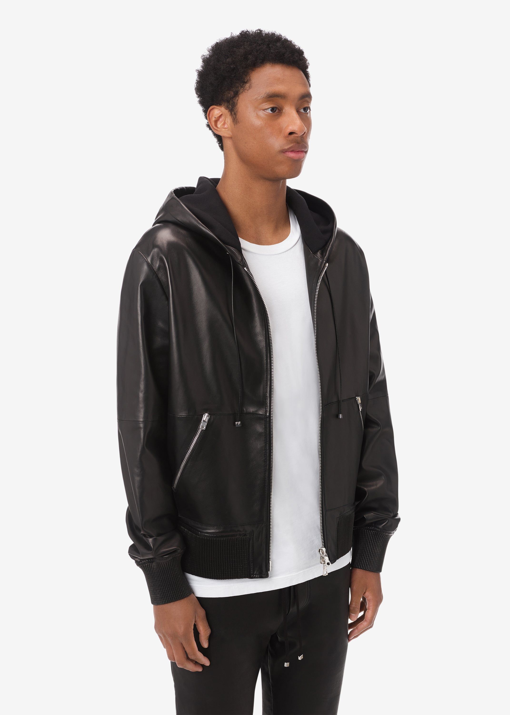 LEATHER ZIP HOODIE - BLACK sold by AMIRI product image thumbnail 4