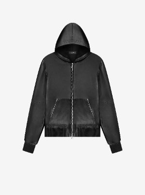 LEATHER ZIP HOODIE - BLACK sold by AMIRI