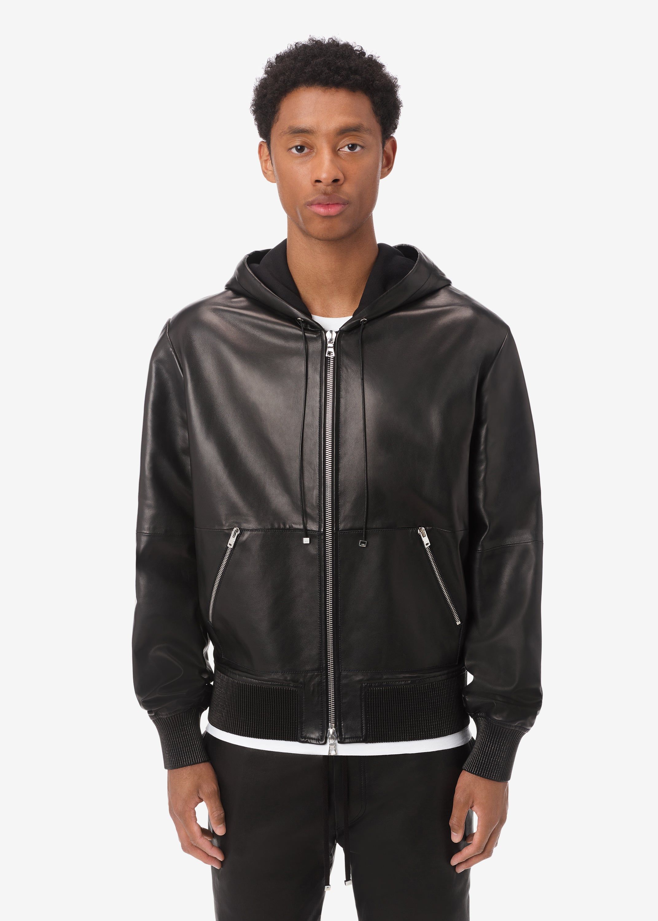 LEATHER ZIP HOODIE - BLACK sold by AMIRI product image thumbnail 2