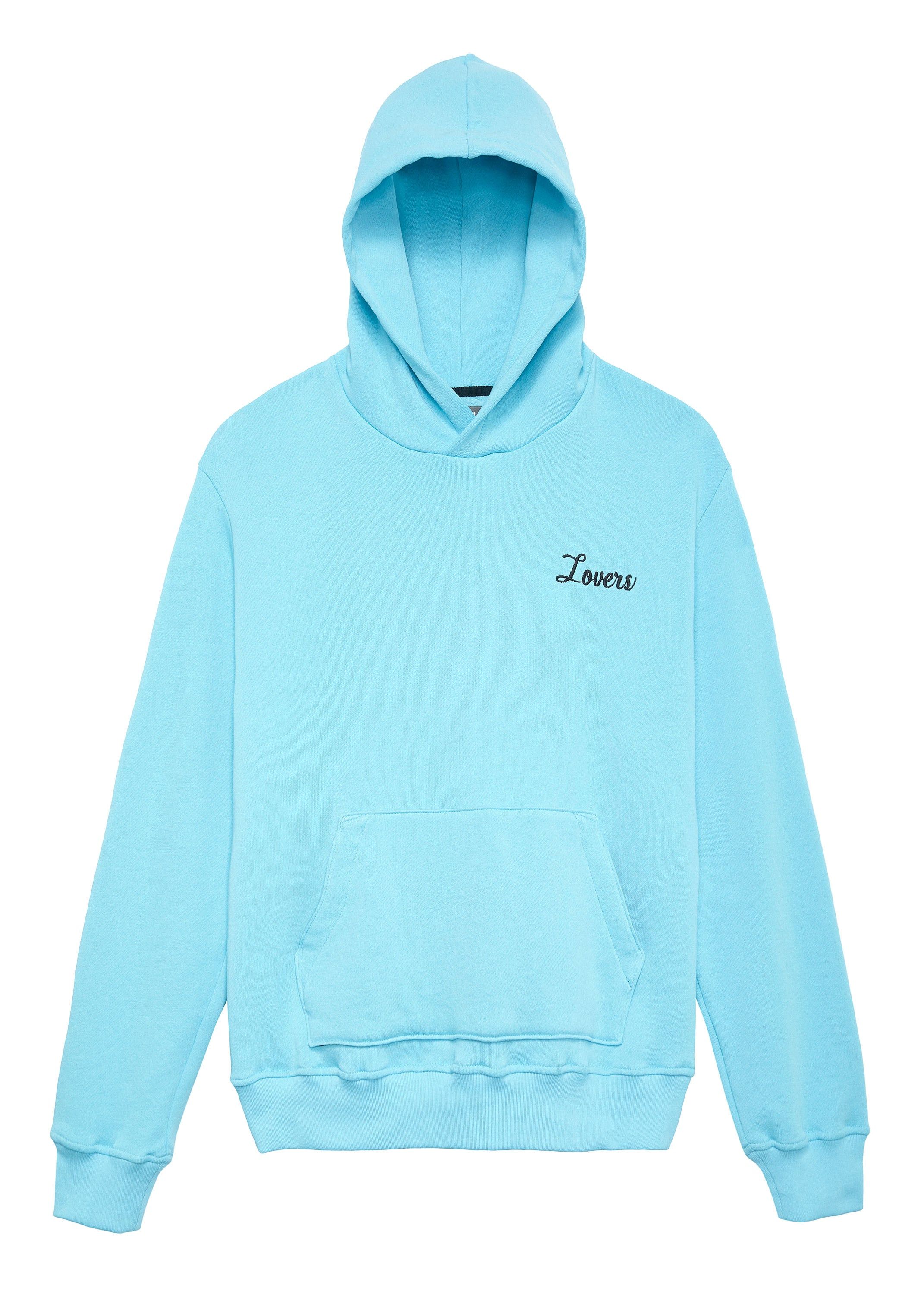 Lovers Embroidered Hoodie Aqua sold by AMIRI