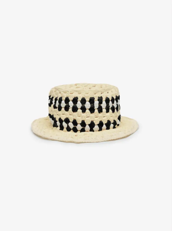CROCHET BUCKET HAT - White sold by AMIRI