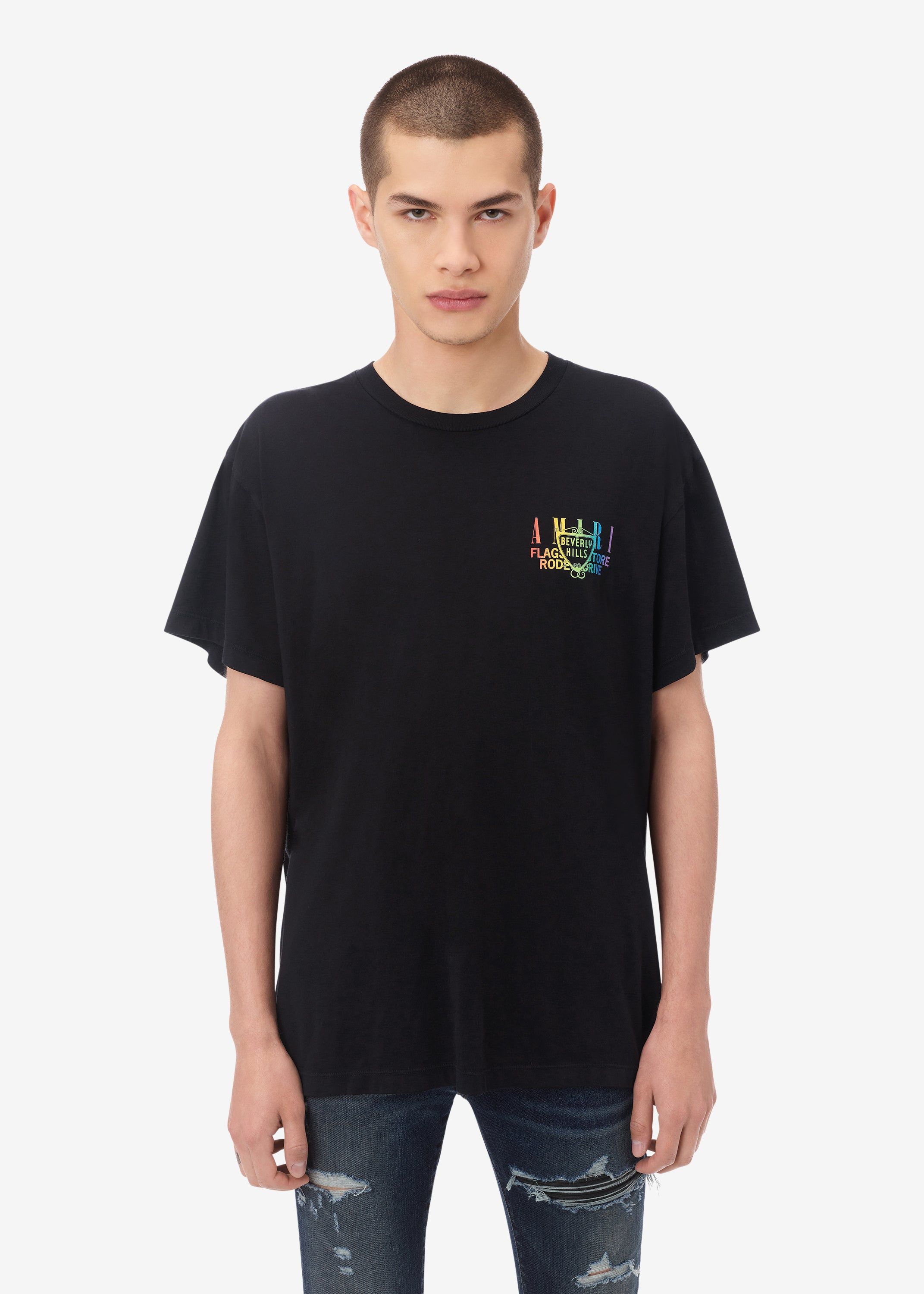EXCLUSIVE AMIRI BEVERLY HILLS TEE - BLACK / RAINBOW | Parallel