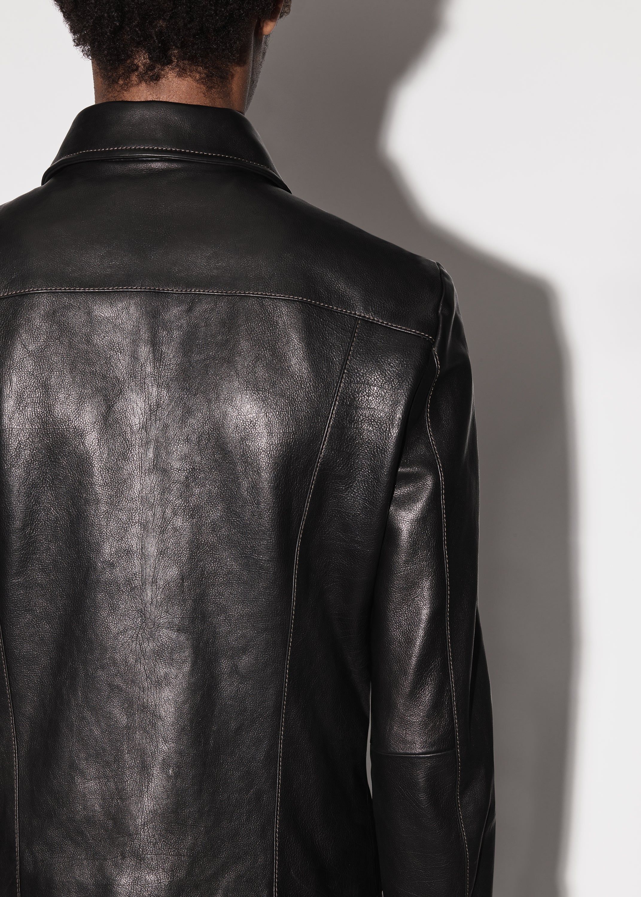 RETRO LEATHER ZIP UP JACKET - BLACK sold by AMIRI product image thumbnail 7