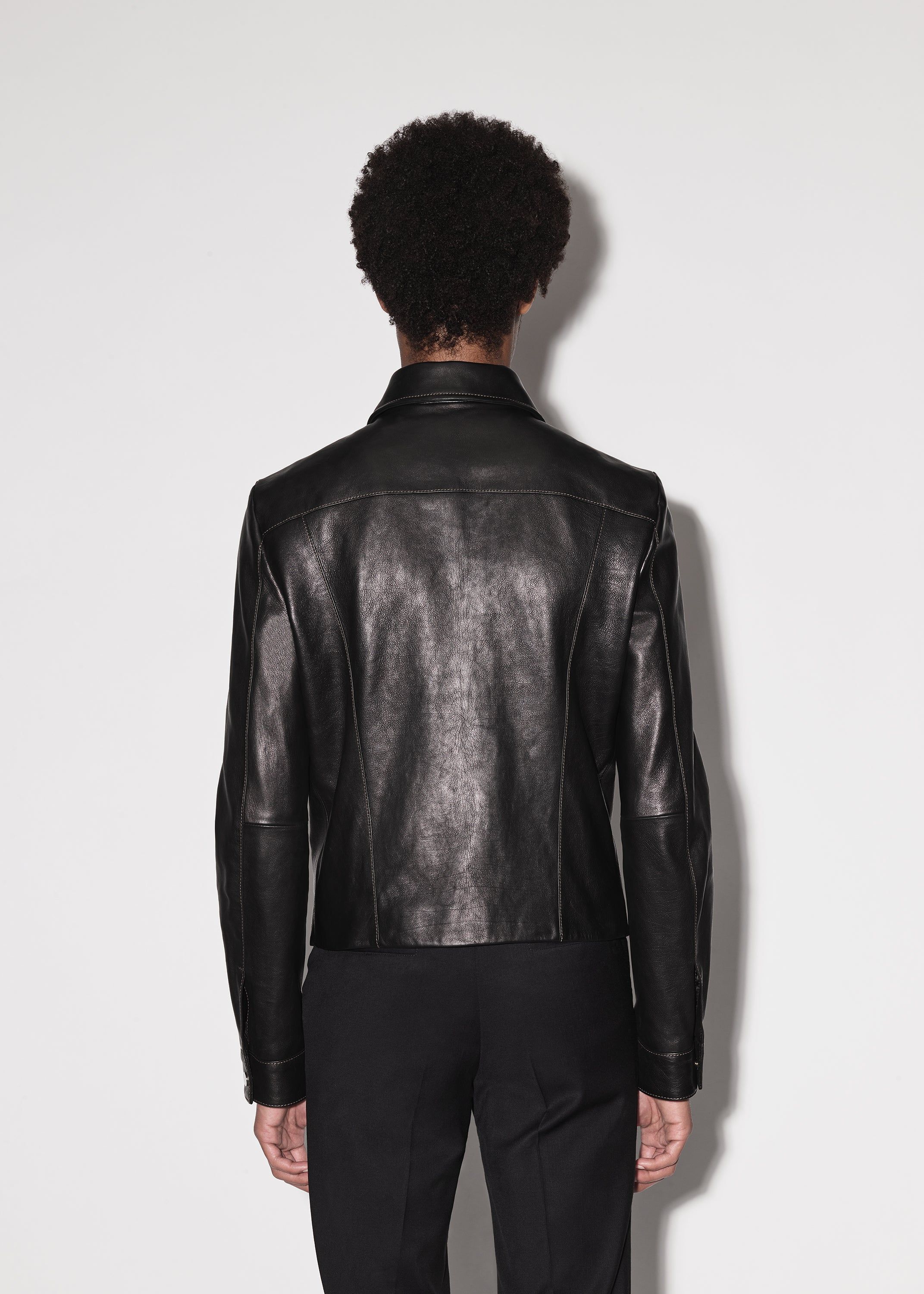 RETRO LEATHER ZIP UP JACKET - BLACK sold by AMIRI product image thumbnail 4