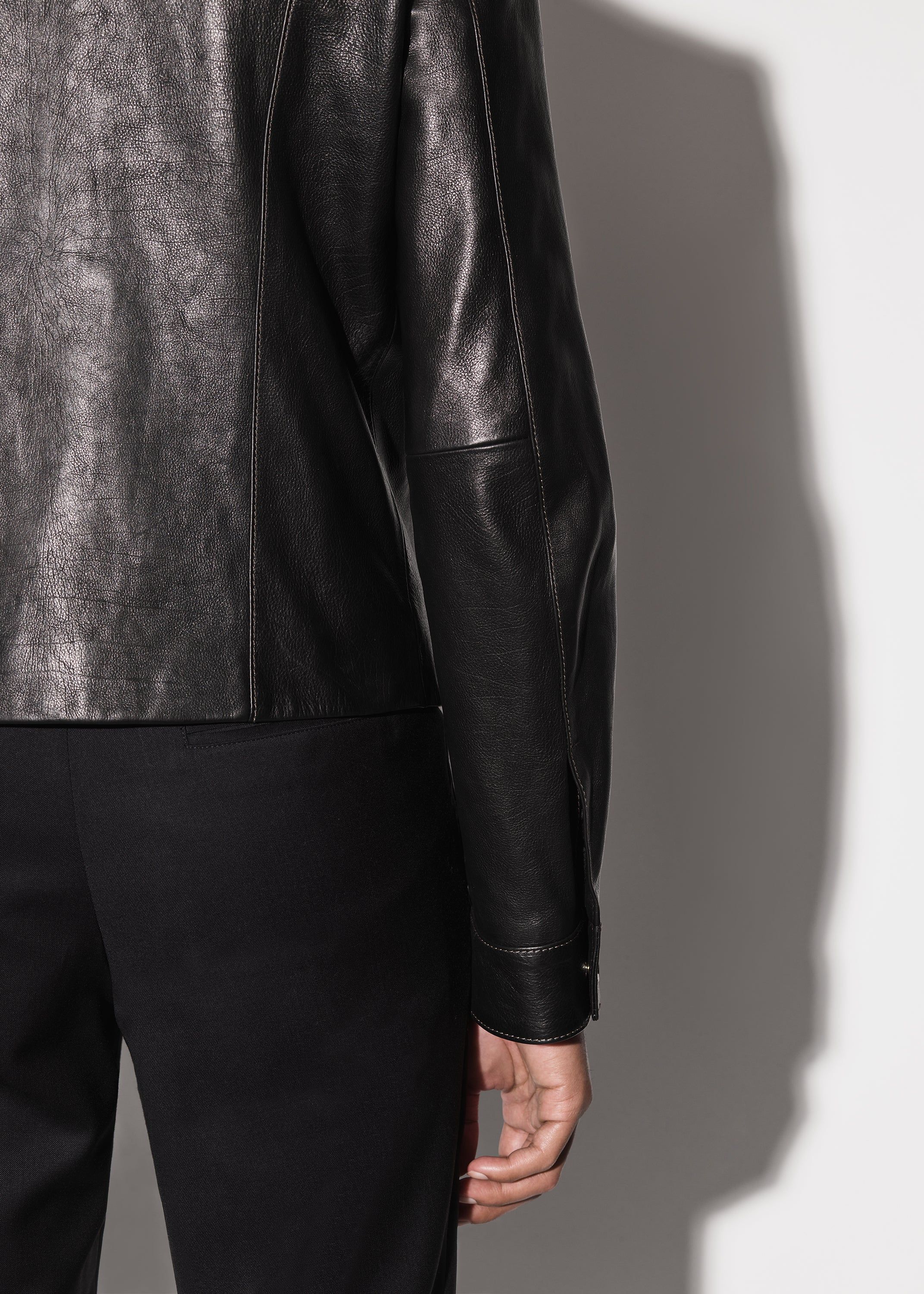 RETRO LEATHER ZIP UP JACKET - BLACK sold by AMIRI product image thumbnail 8