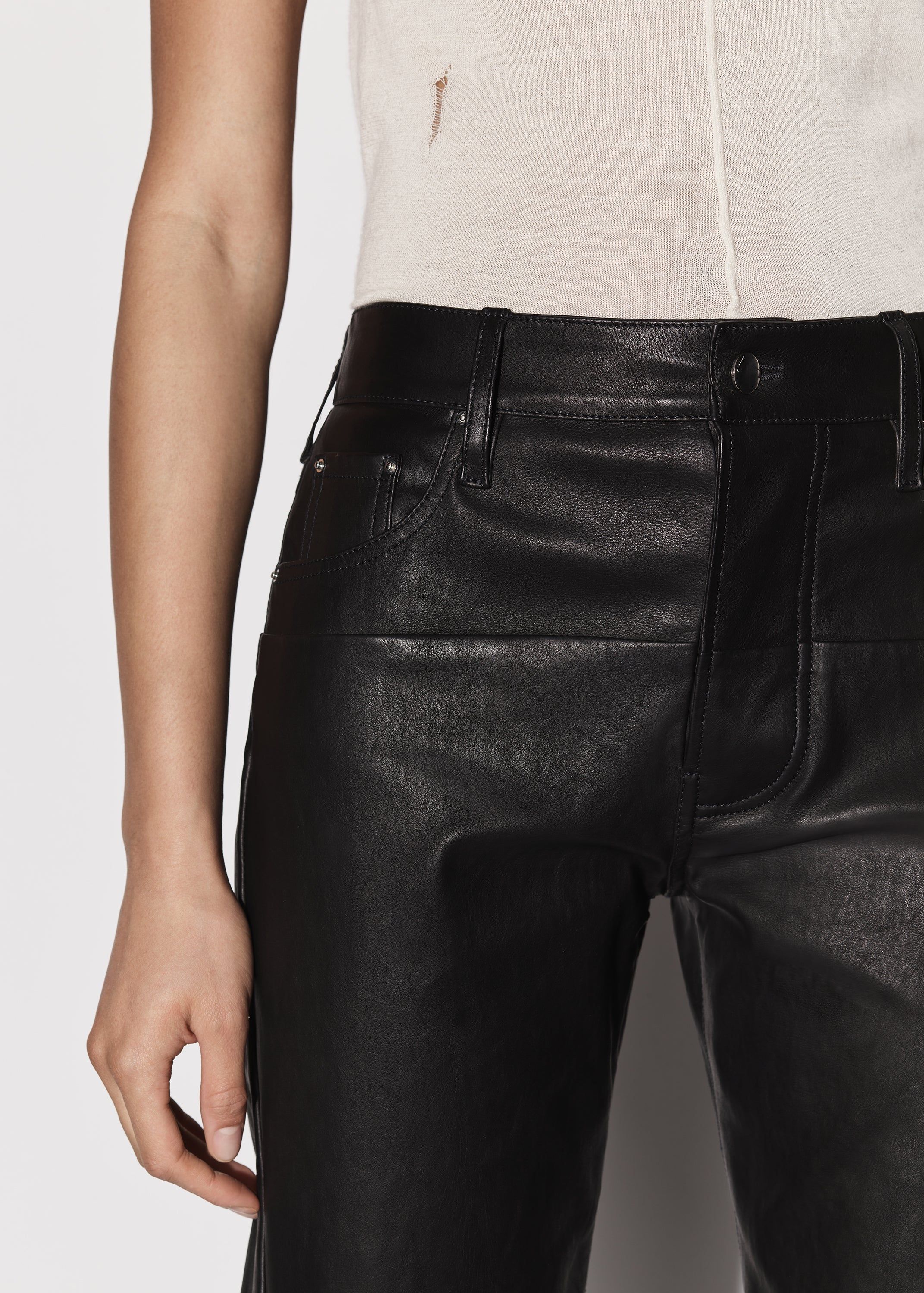 WOMEN - LEATHER 5 POCKET STRAIGHT PANT - BLACK sold by AMIRI product image thumbnail 5