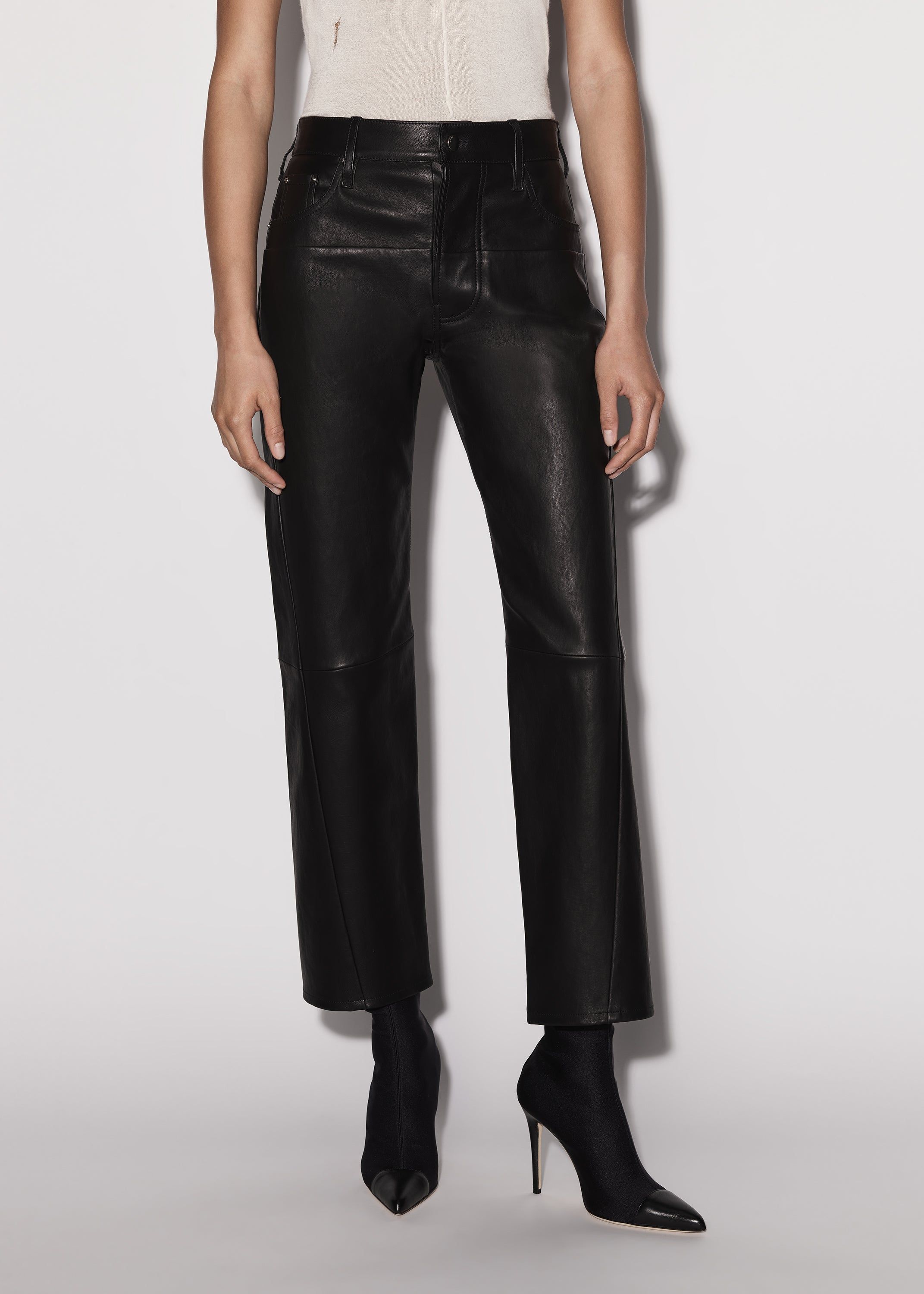 WOMEN - LEATHER 5 POCKET STRAIGHT PANT - BLACK sold by AMIRI product image thumbnail 2