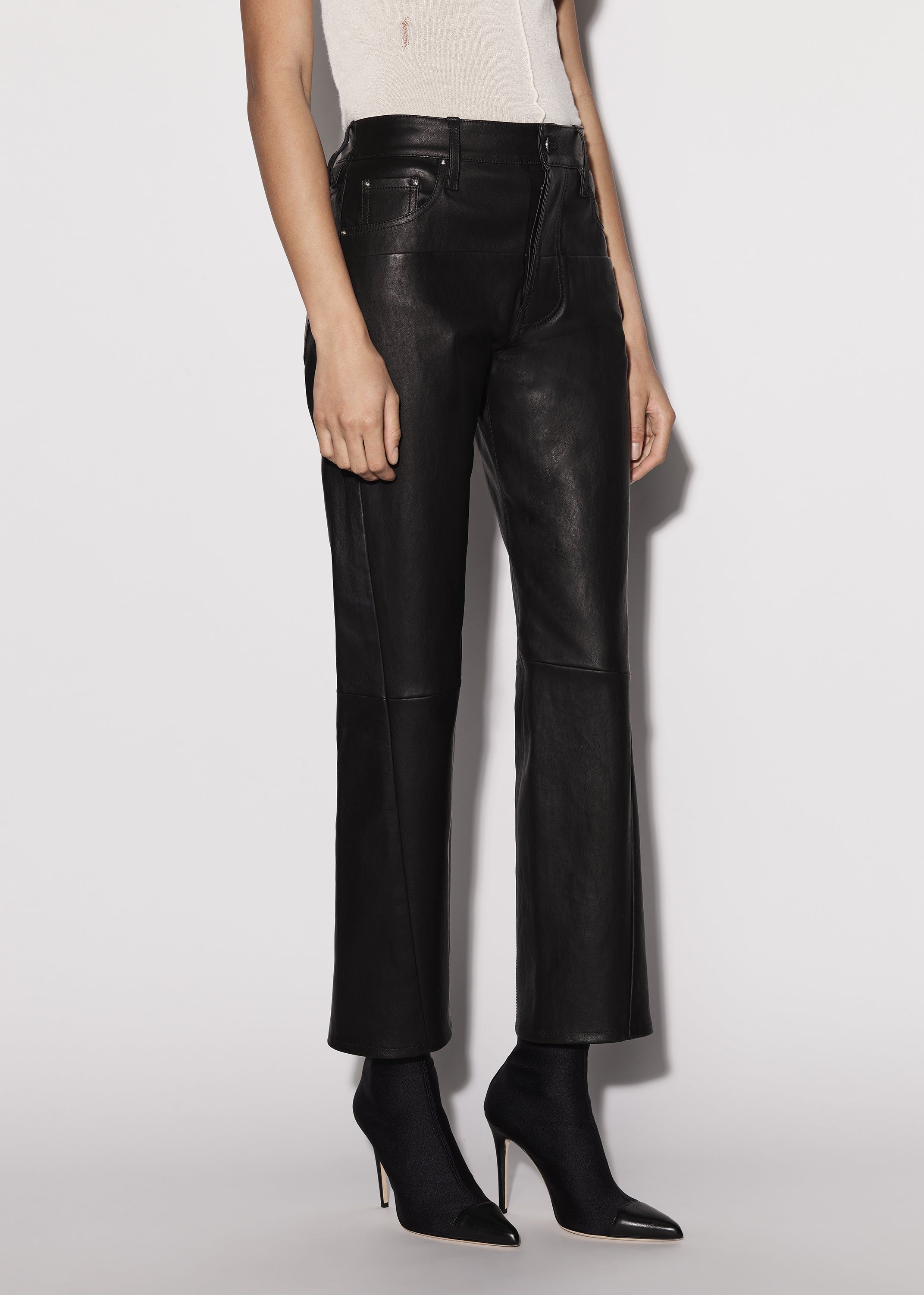 WOMEN - LEATHER 5 POCKET STRAIGHT PANT - BLACK sold by AMIRI product image thumbnail 3