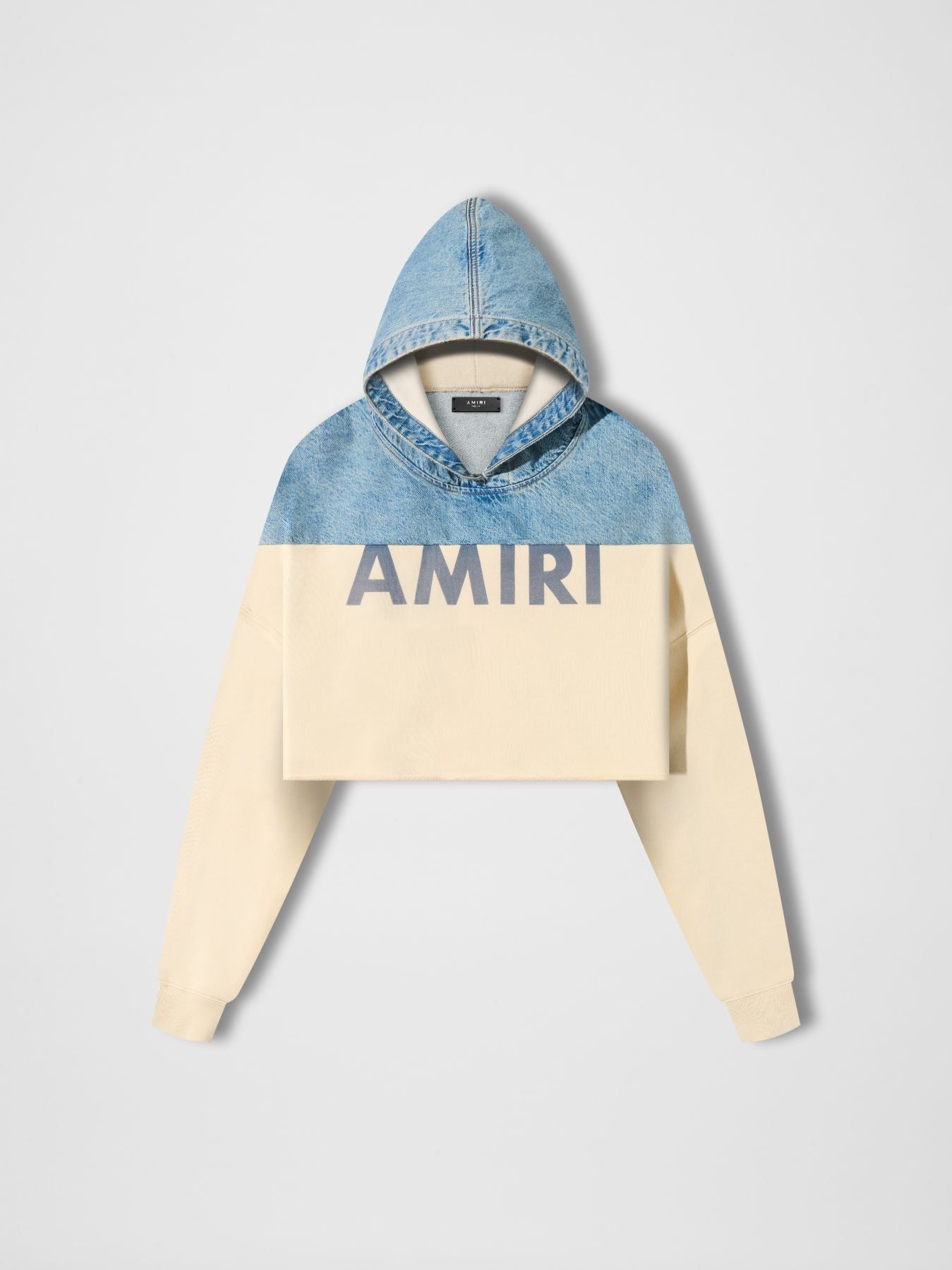 WOMEN - HYBRID CROPPED HOODIE - VINTAGE INDIGO / ALABASTER sold by AMIRI