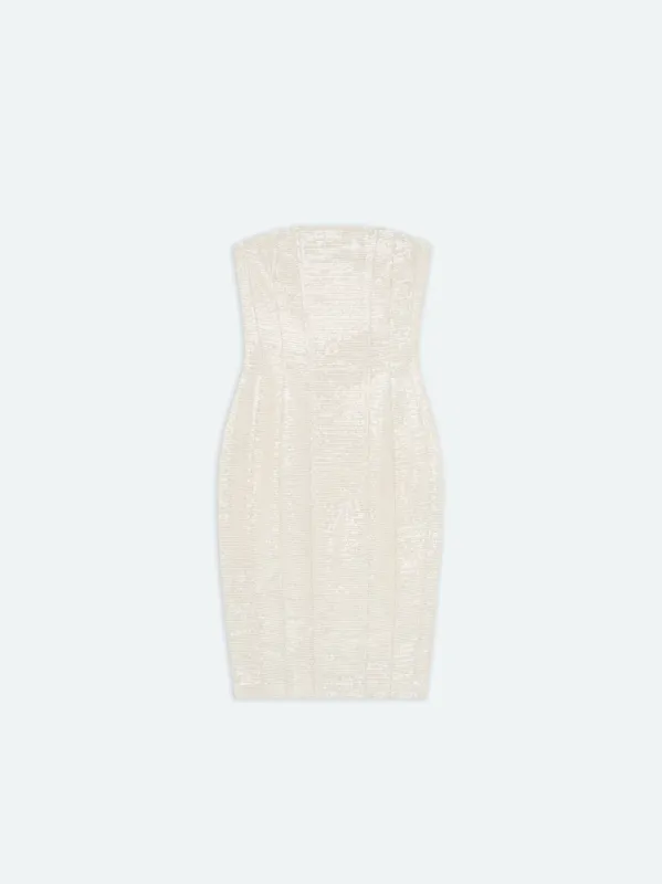WOMEN - CHIFFON SEQUIN MA BUSTIER DRESS - Alabaster made by AMIRI