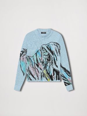WES LANG SECRET CREWNECK - LIGHT BLUE made by AMIRI