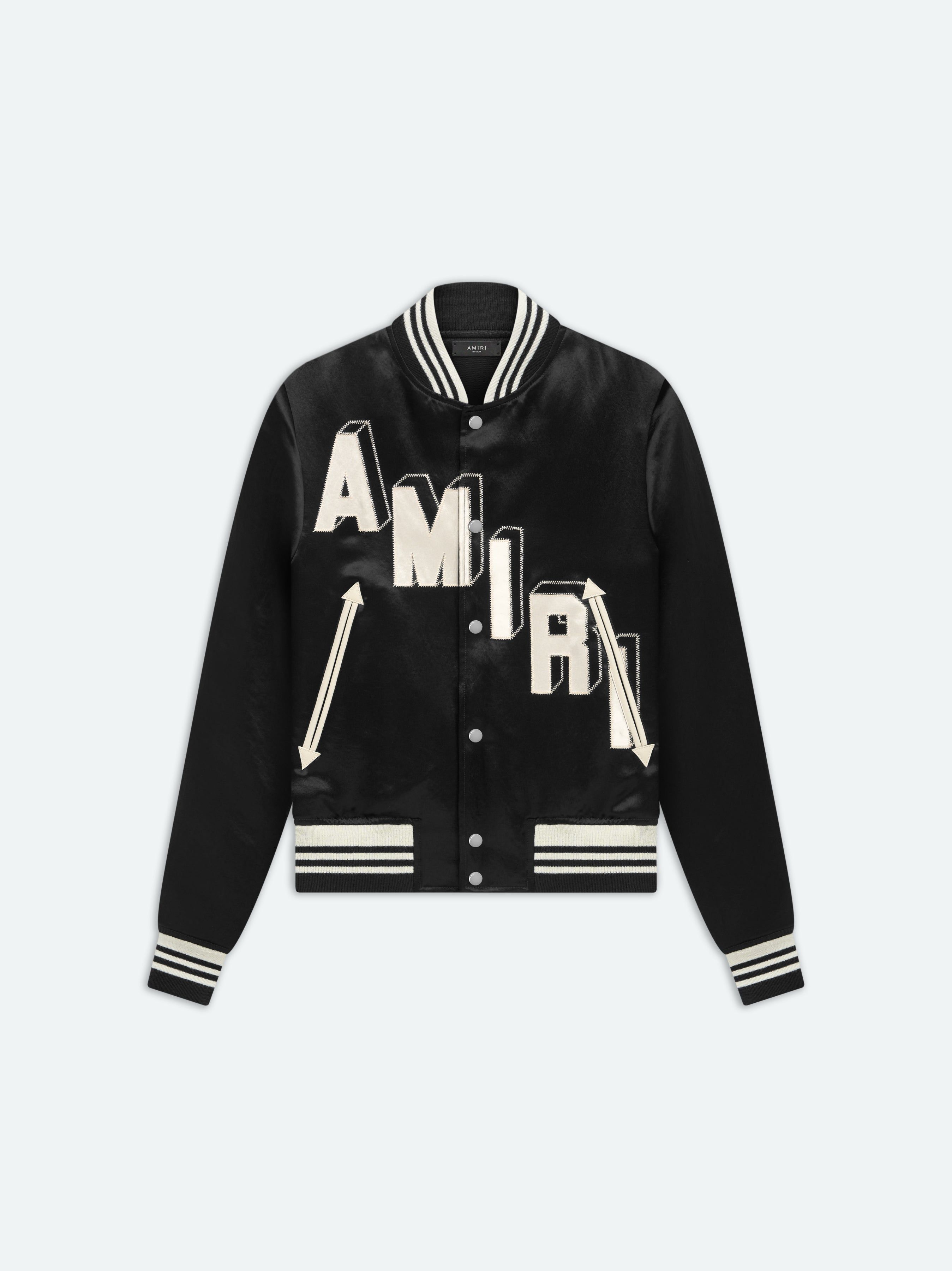 SATIN VARSITY JACKET - BLACK sold by AMIRI