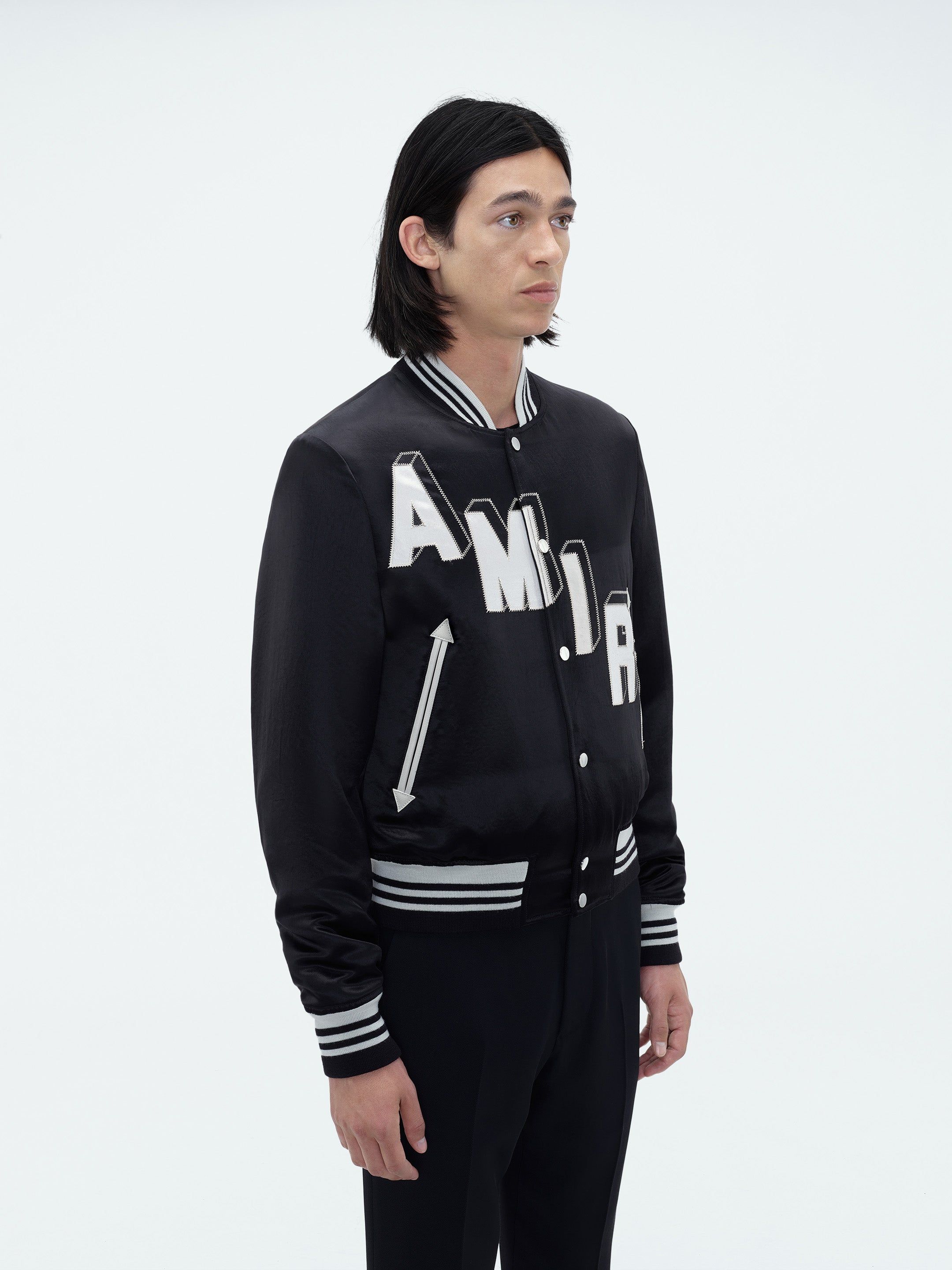 SATIN VARSITY JACKET - BLACK sold by AMIRI product image thumbnail 3