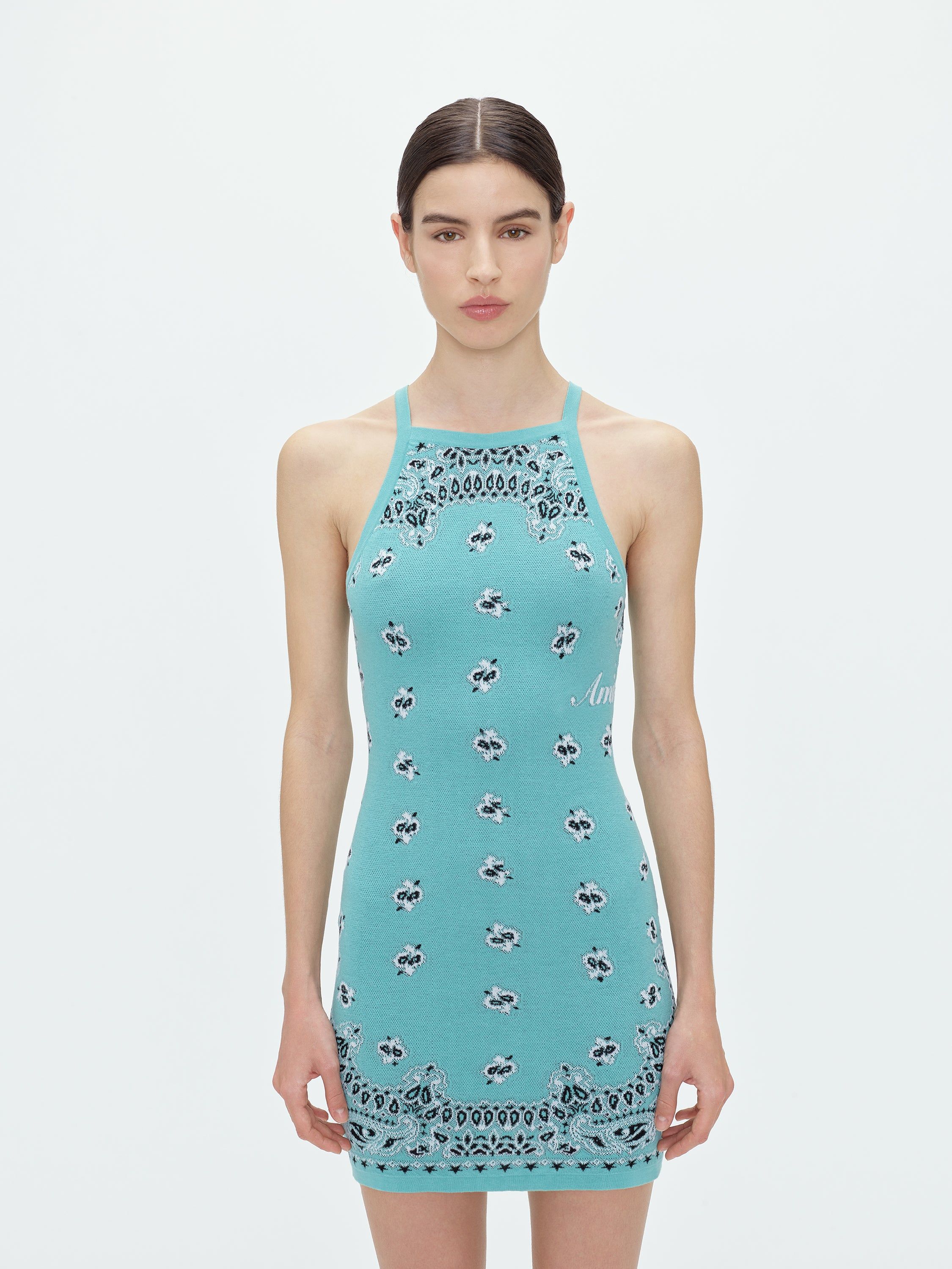 WOMEN - BANDANA HALTER NECK DRESS - TEAL sold by AMIRI product image thumbnail 3