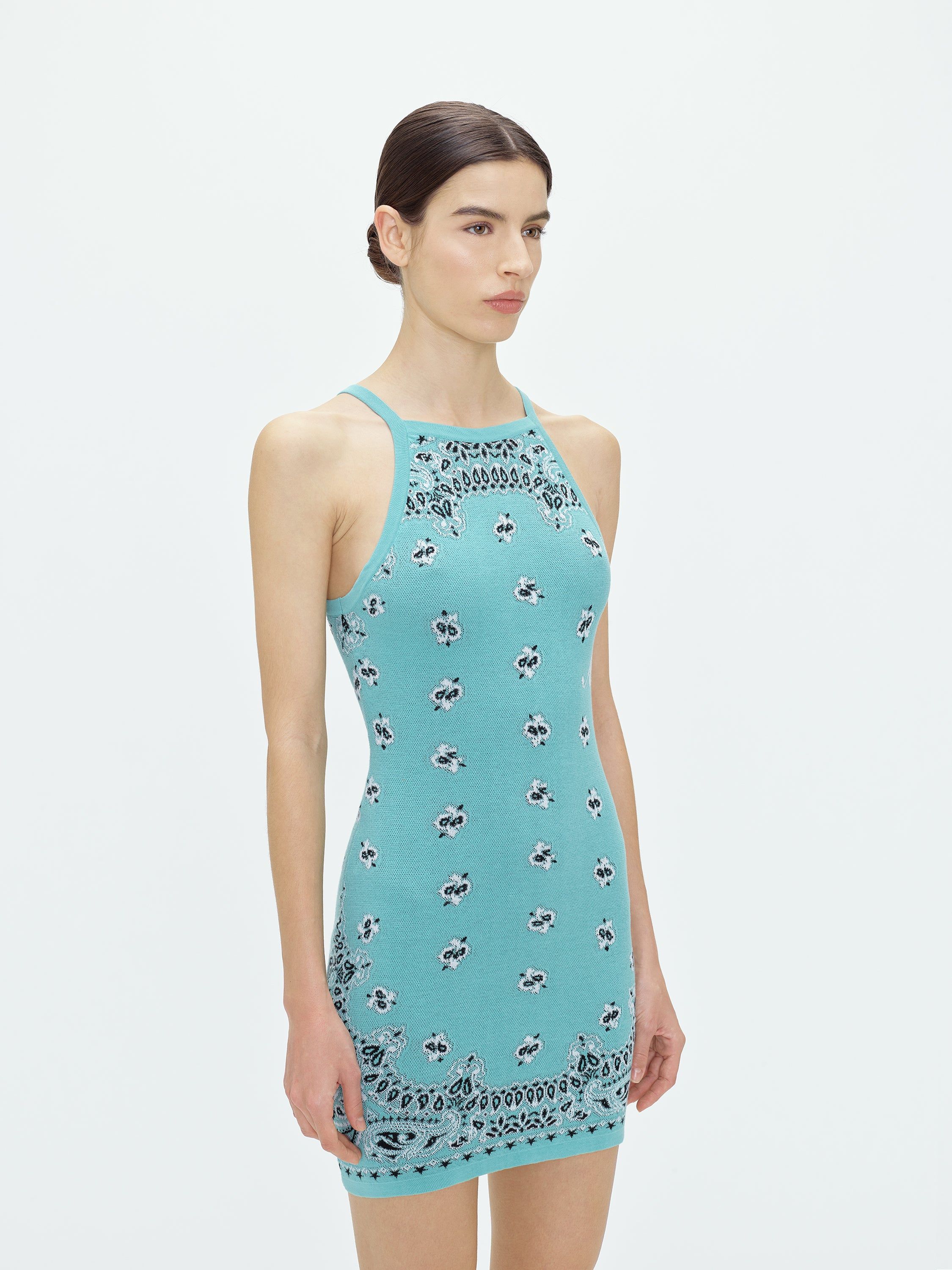 WOMEN - BANDANA HALTER NECK DRESS - TEAL sold by AMIRI product image thumbnail 4