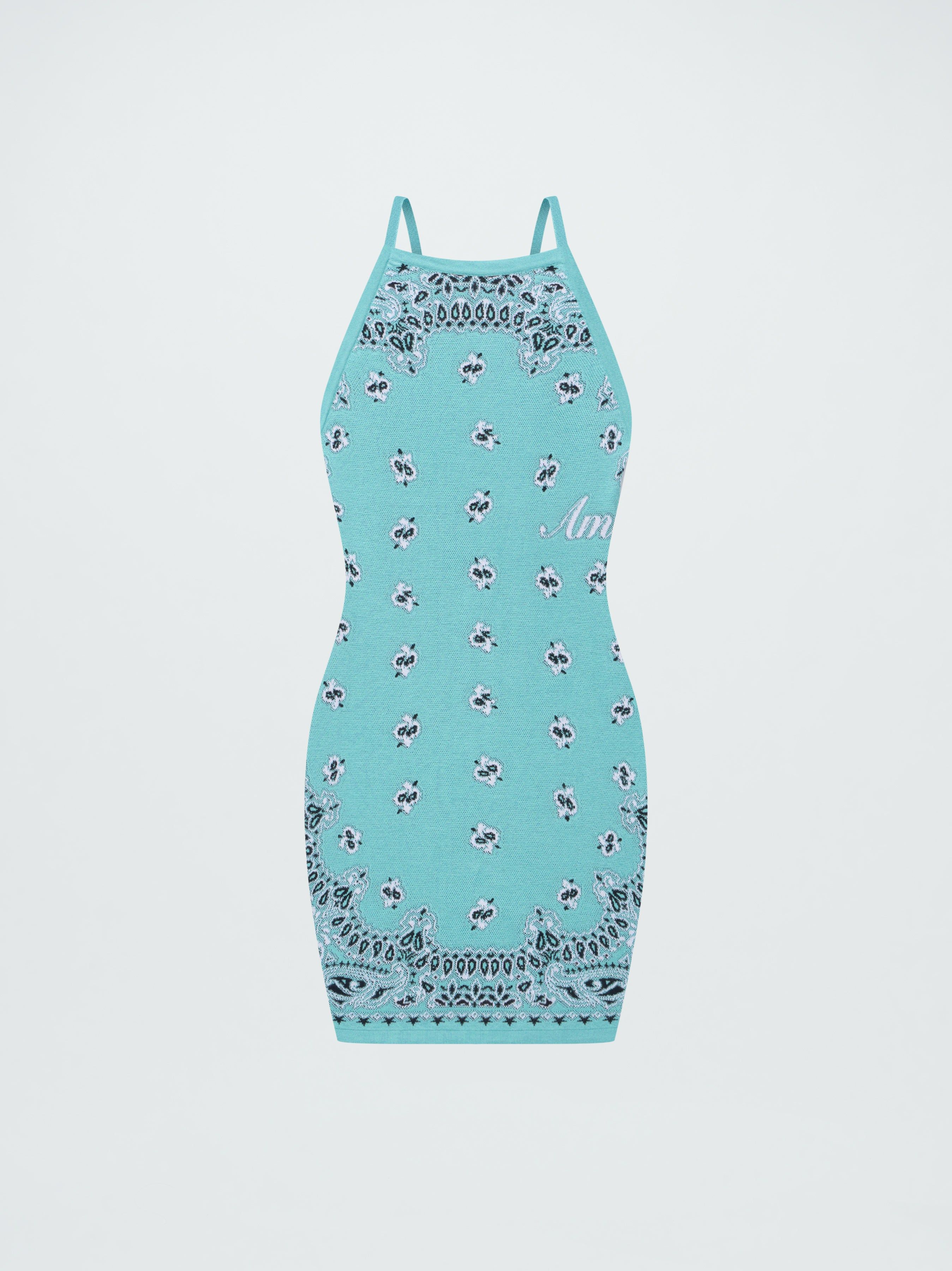 WOMEN - BANDANA HALTER NECK DRESS - TEAL sold by AMIRI
