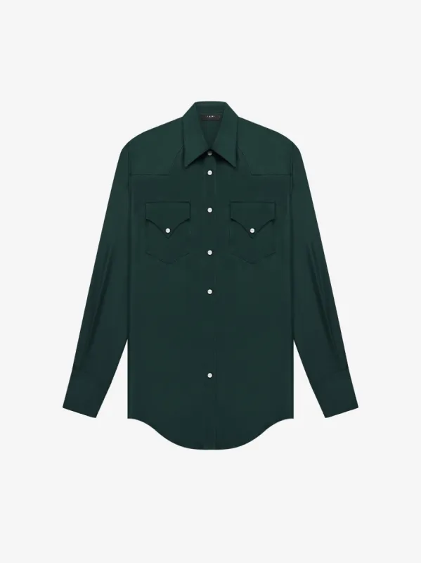 WESTERN SILK SHIRT - MILITARY GREEN sold by AMIRI