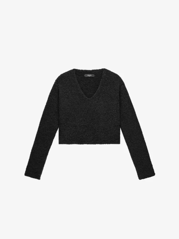 CROPPED BOUCLE SWEATER - BLACK sold by AMIRI