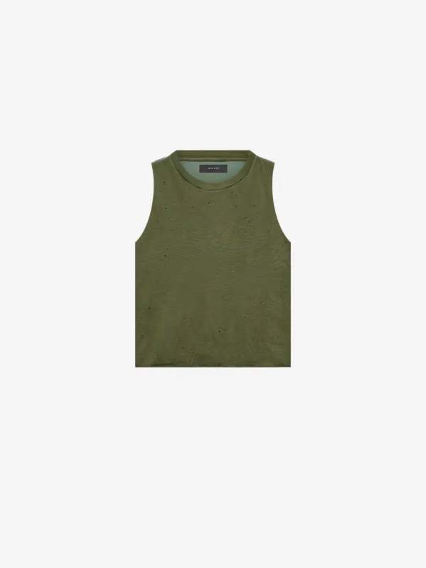 SHOTGUN CROPPED MUSCLE TANK - MILITARY GREEN made by AMIRI