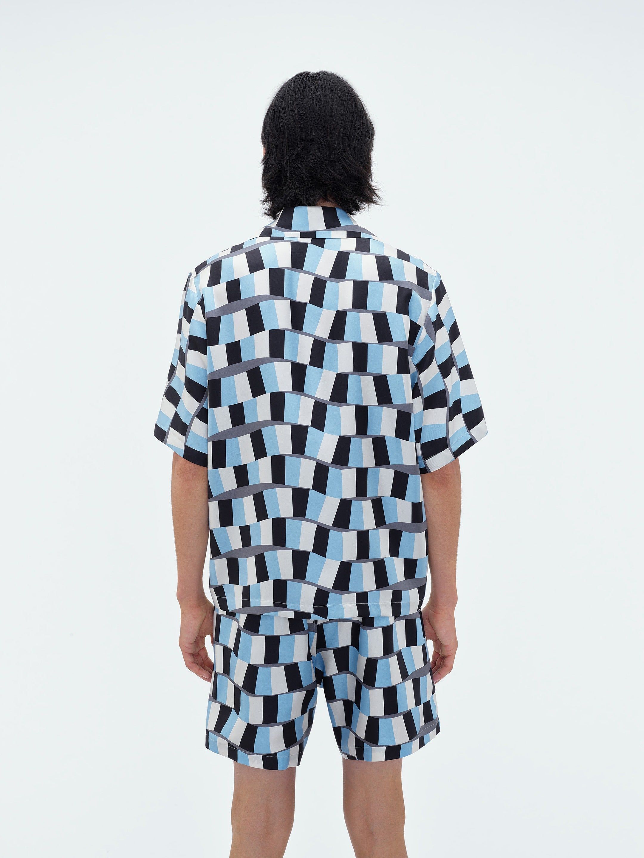 SNAKE CHECKER BOWLING SHIRT - Air Blue sold by AMIRI product image thumbnail 5