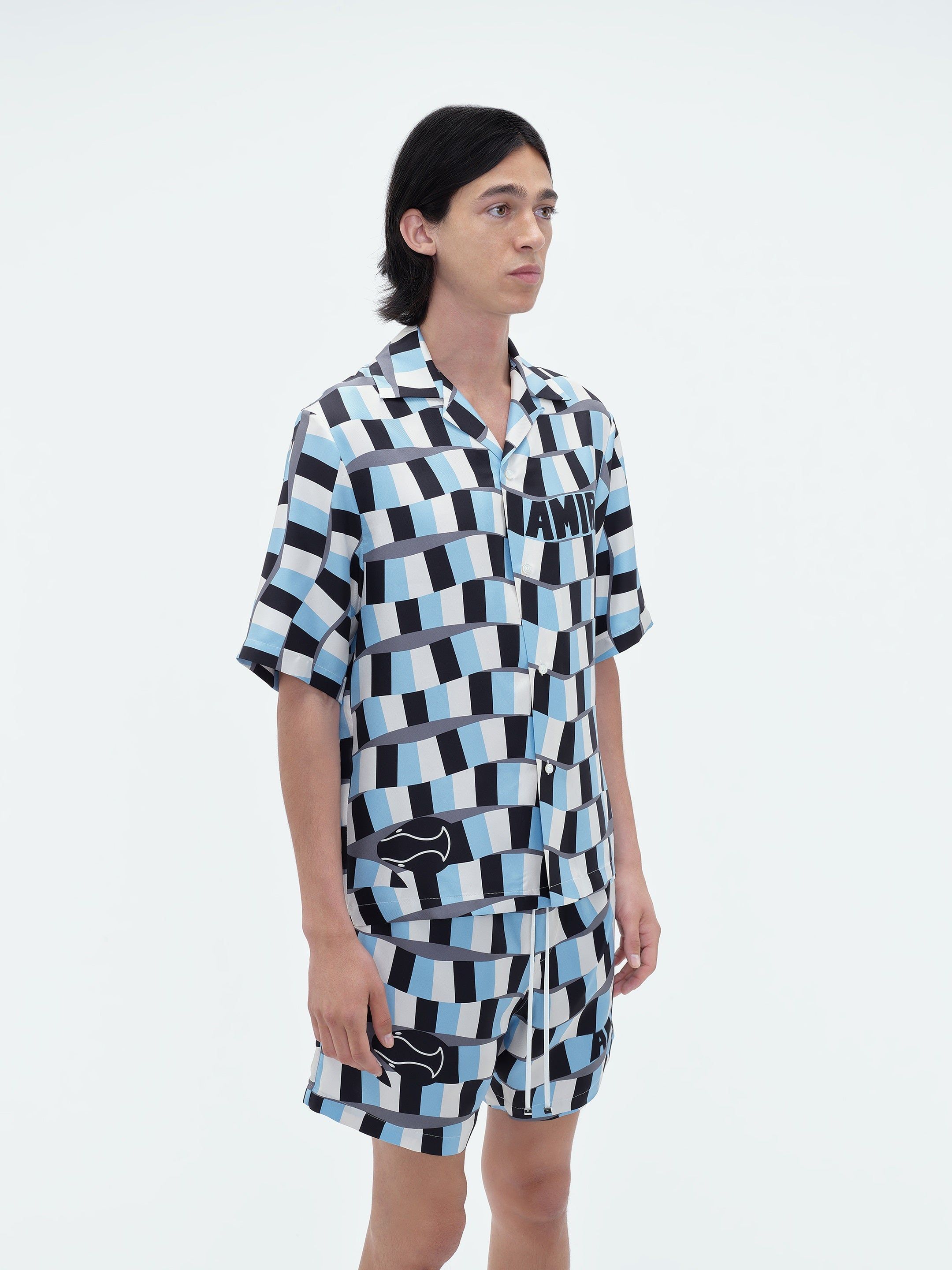 SNAKE CHECKER BOWLING SHIRT - Air Blue sold by AMIRI product image thumbnail 4