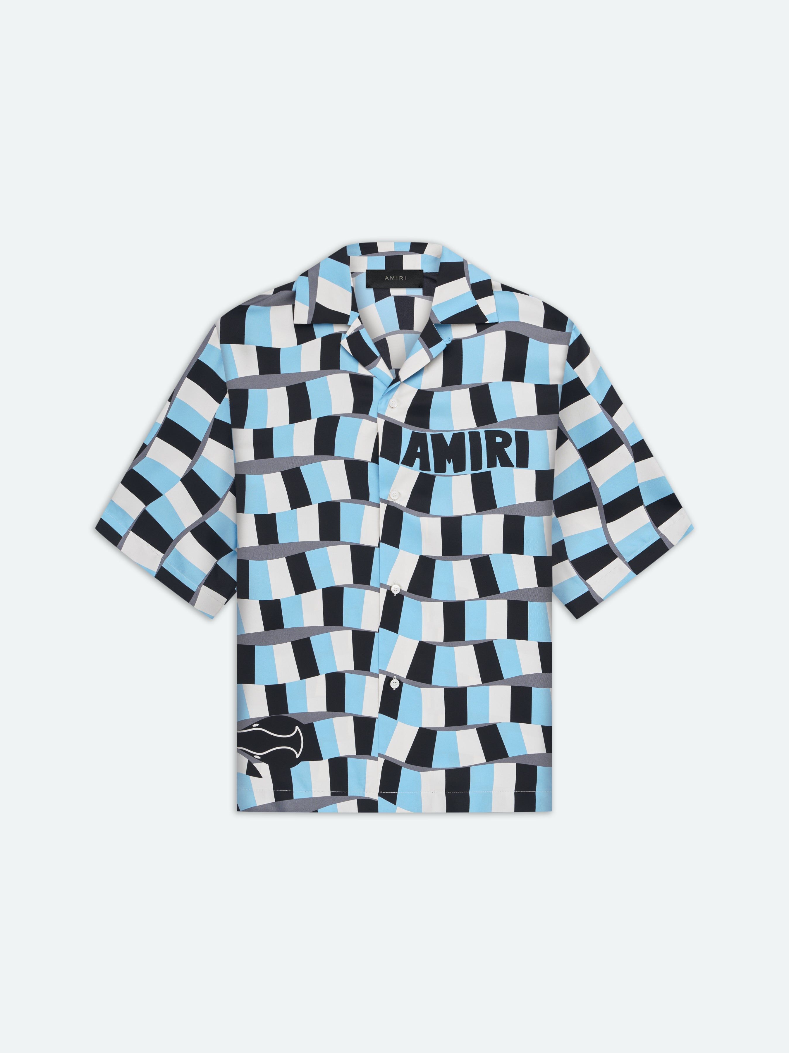 SNAKE CHECKER BOWLING SHIRT - Air Blue sold by AMIRI
